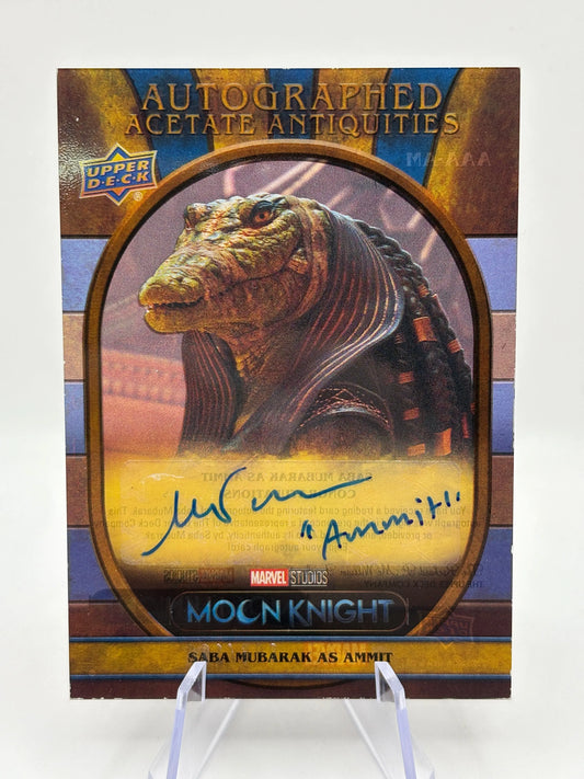 2023 Upper Deck Moon Knight Acetate Antiquities Saba Mubarak as Ammit Auto FRENLY BRICKS - Open 7 Days
