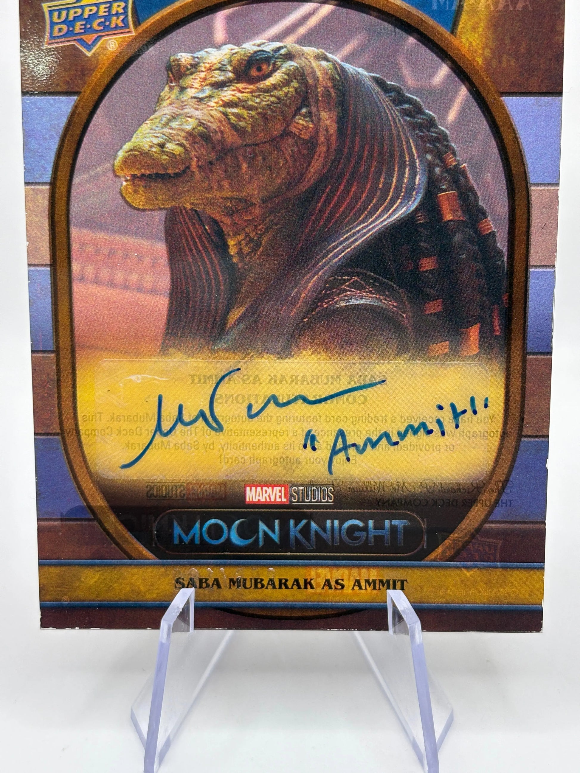 2023 Upper Deck Moon Knight Acetate Antiquities Saba Mubarak as Ammit Auto FRENLY BRICKS - Open 7 Days