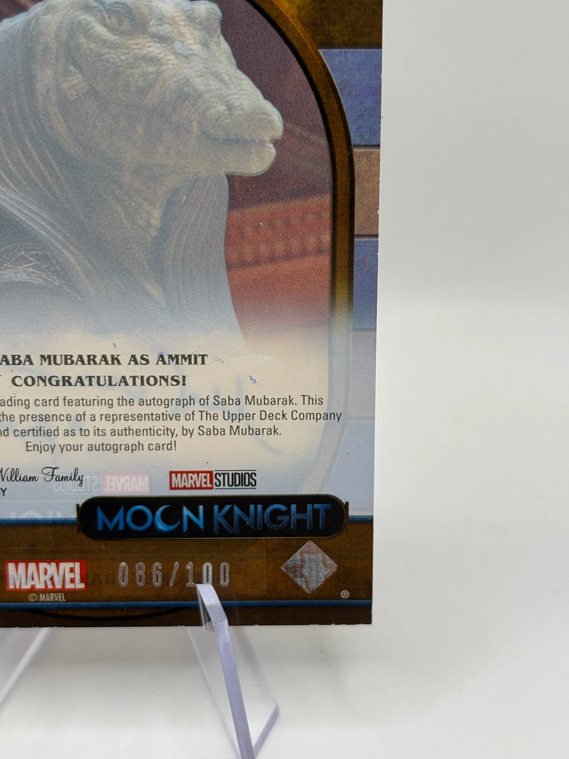 2023 Upper Deck Moon Knight Acetate Antiquities Saba Mubarak as Ammit Auto FRENLY BRICKS - Open 7 Days