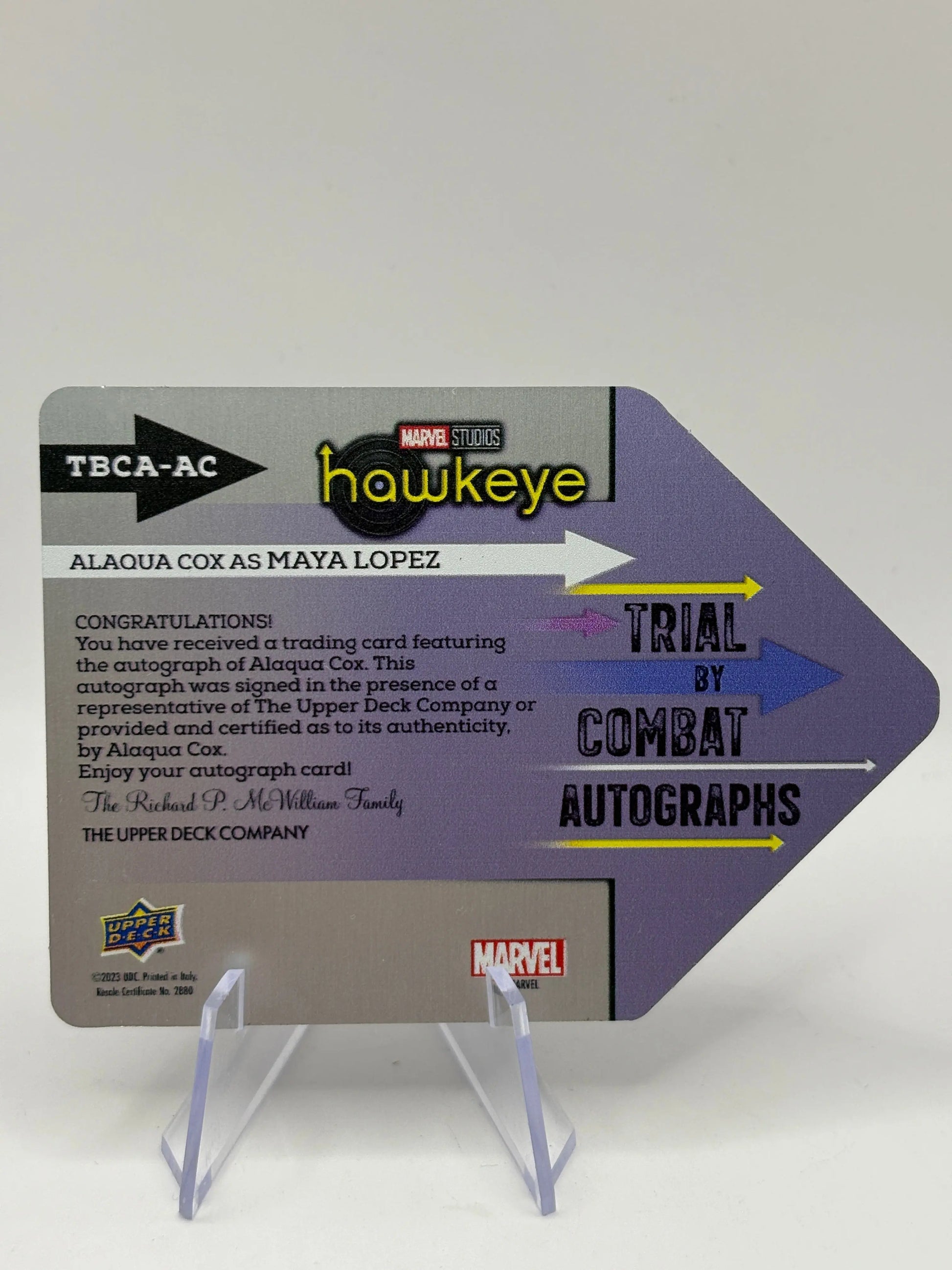 2023 Upper Deck Marvel Studios Hawkeye 20/25 Alaqua Cox as Maya Lopez Auto FRENLY BRICKS - Open 7 Days