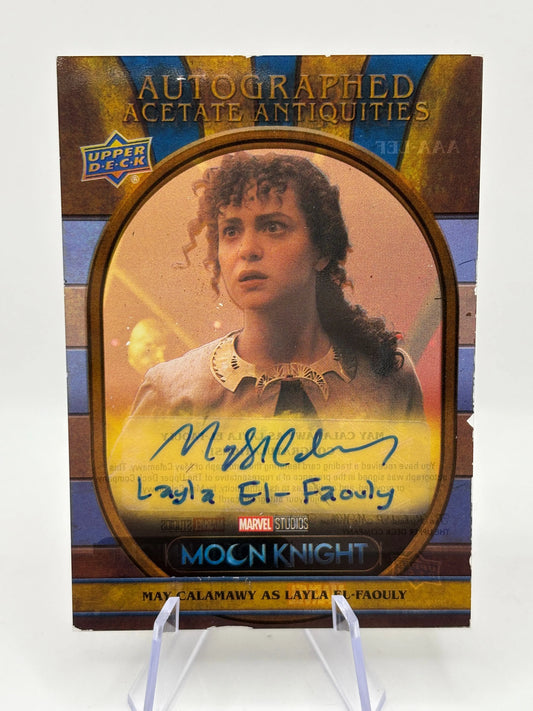 2023 UD Marvel Moon Knight May Calamawy as Layla El-Faouly /100 Auto FRENLY BRICKS - Open 7 Days