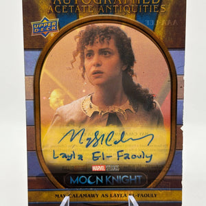 2023 UD Marvel Moon Knight May Calamawy as Layla El-Faouly /100 Auto FRENLY BRICKS - Open 7 Days