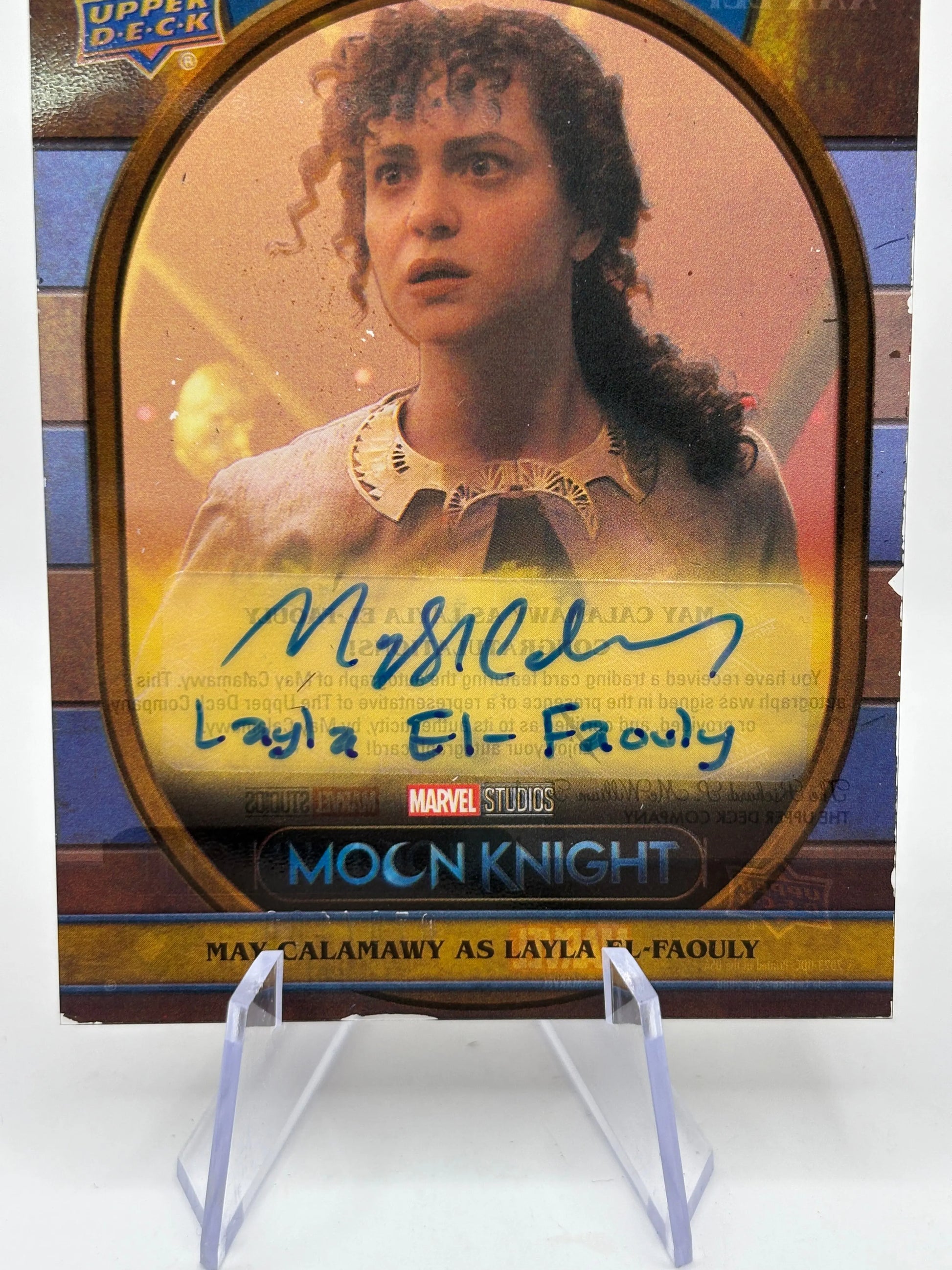 2023 UD Marvel Moon Knight May Calamawy as Layla El-Faouly /100 Auto FRENLY BRICKS - Open 7 Days