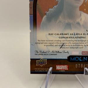 2023 UD Marvel Moon Knight May Calamawy as Layla El-Faouly /100 Auto FRENLY BRICKS - Open 7 Days