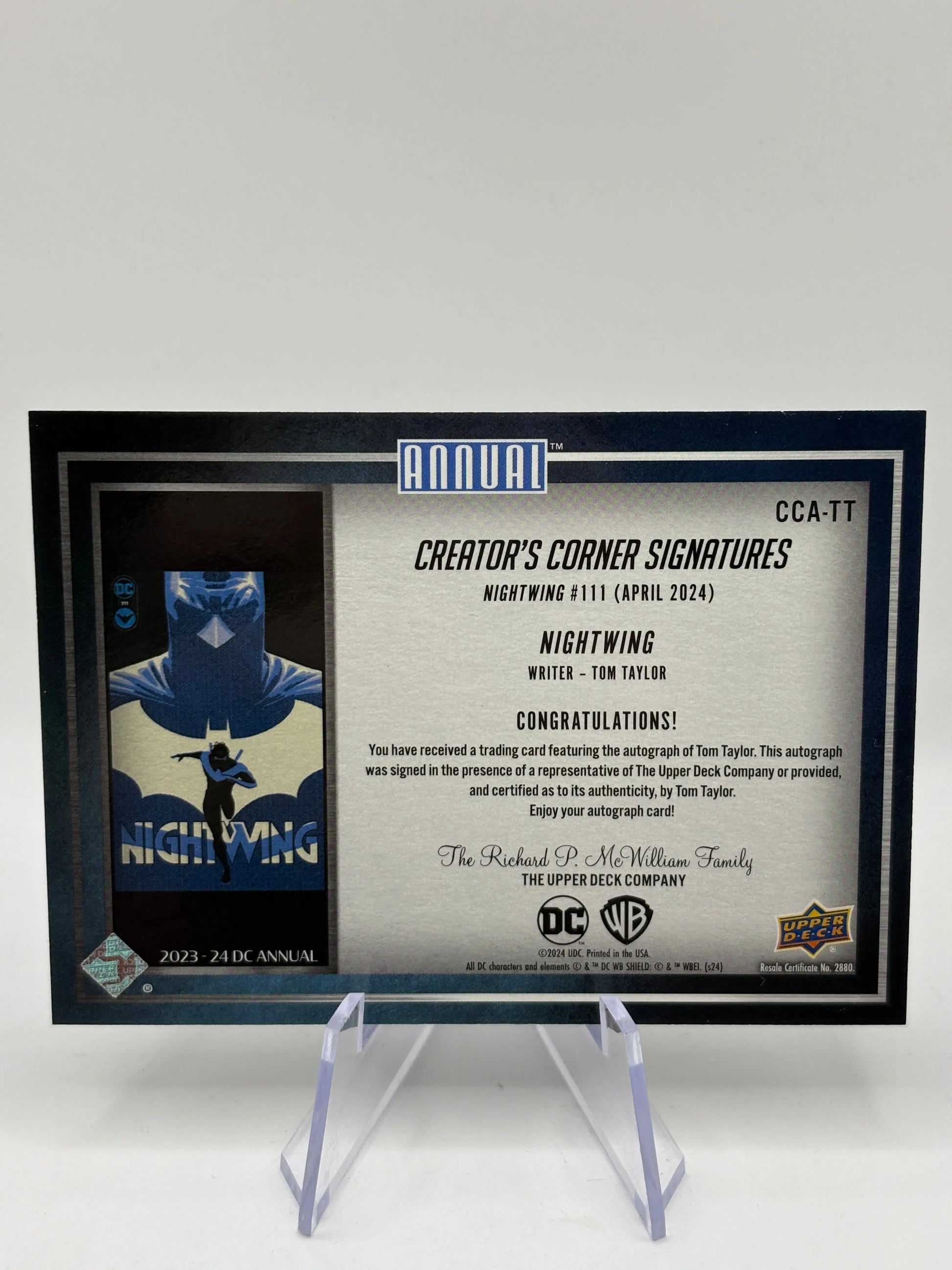 2023-24 Upper Deck DC Annual Creator’s Corner Nightwing Tom Taylor Auto FRENLY BRICKS - Open 7 Days