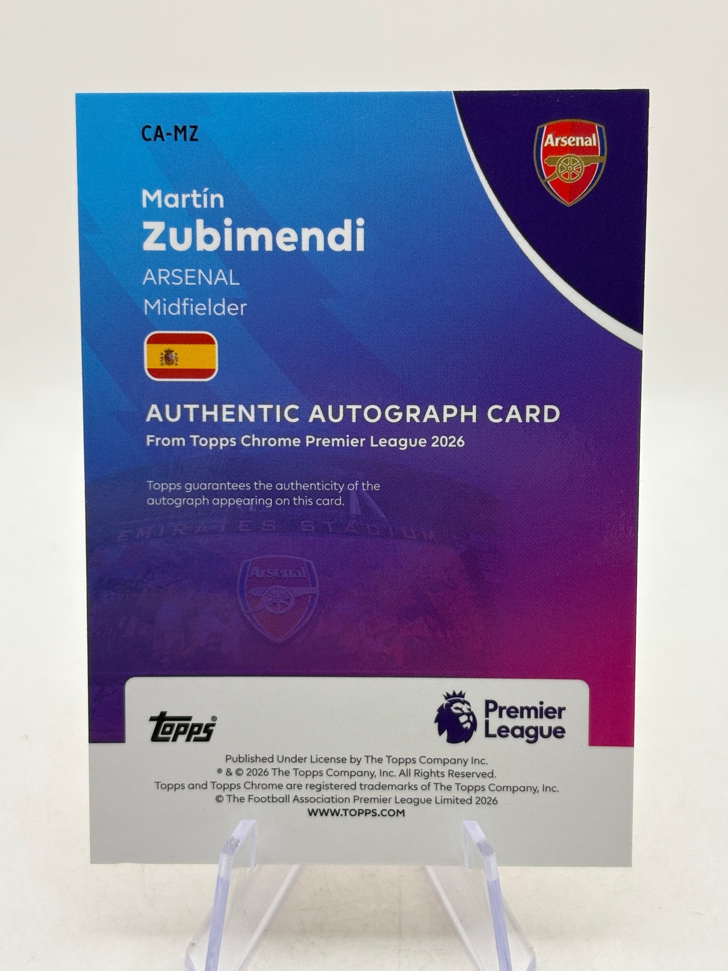 2026 Topps Chrome Premier League Martin Zubimendi Gold Wave Auto /50 image 6