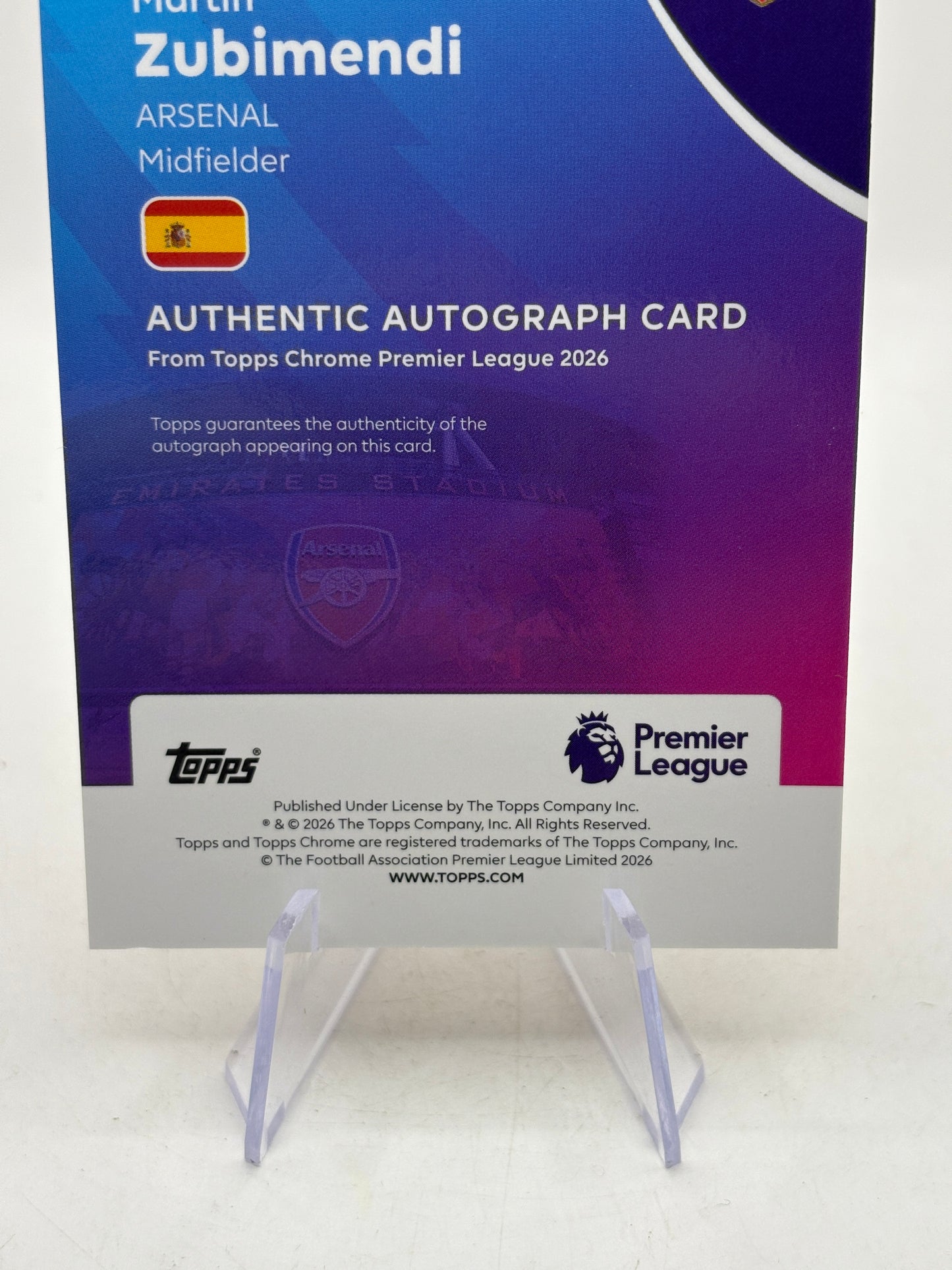 2026 Topps Chrome Premier League Martin Zubimendi Gold Wave Auto /50 image 8