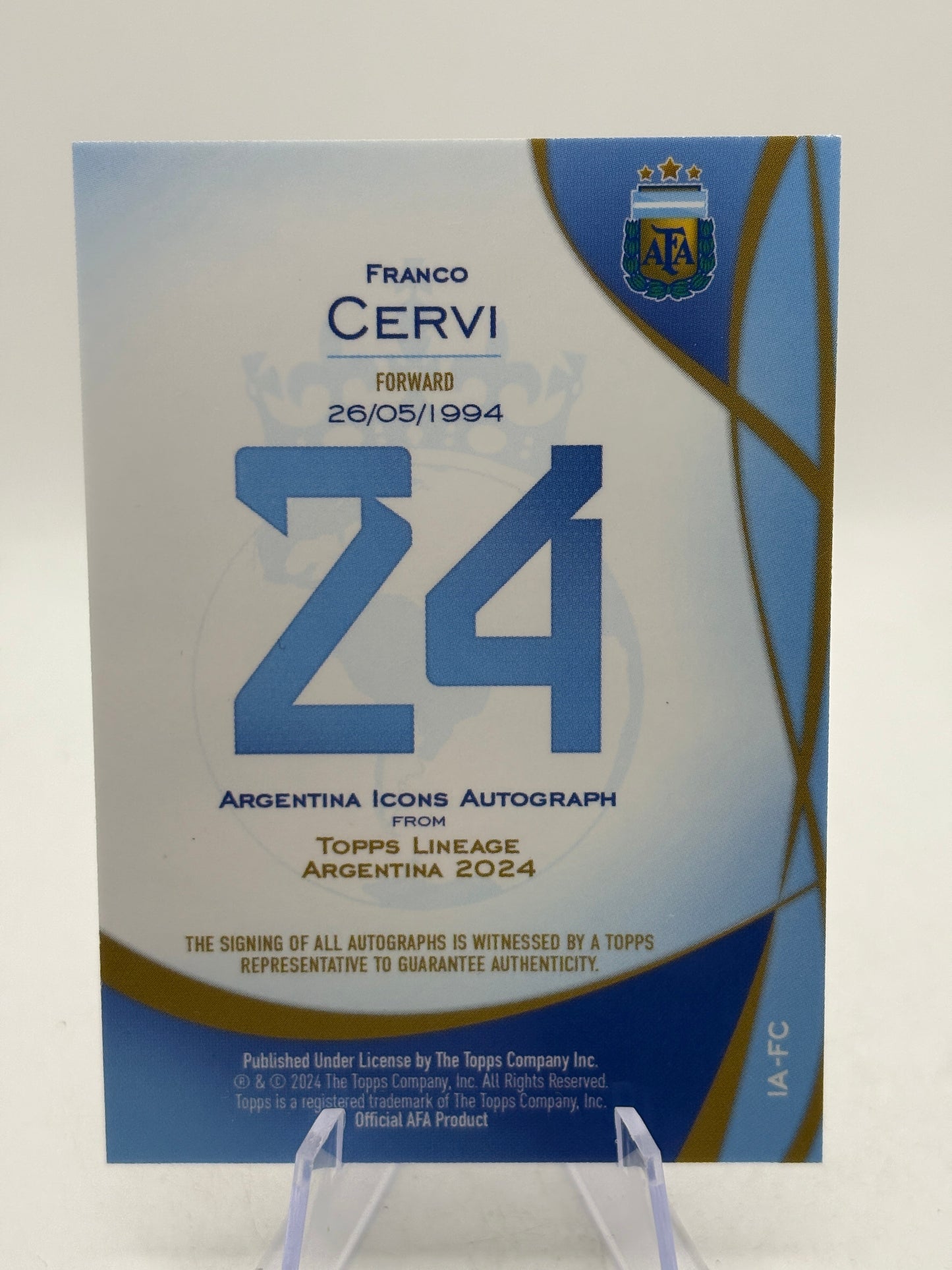 2024 Topps Lineage Argentina - Franco Cervi Autograph IA-FC image 2
