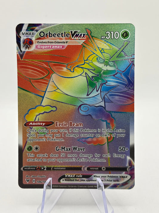 Pokemon TCG Vivid Voltage - Orbeetle VMAX 186/185 Rainbow Secret Rare LP FRENLY BRICKS - Open 7 Days