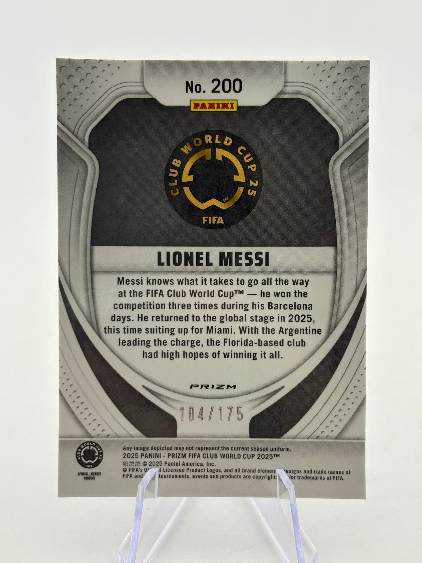 2025 Panini Prizm Fifa Club World Cup - Lionel Messi Blue Ice 104/175 #200 FRENLY BRICKS - Open 7 Days