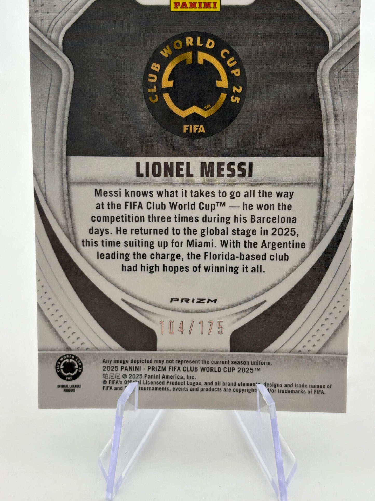 2025 Panini Prizm Fifa Club World Cup - Lionel Messi Blue Ice 104/175 #200 FRENLY BRICKS - Open 7 Days