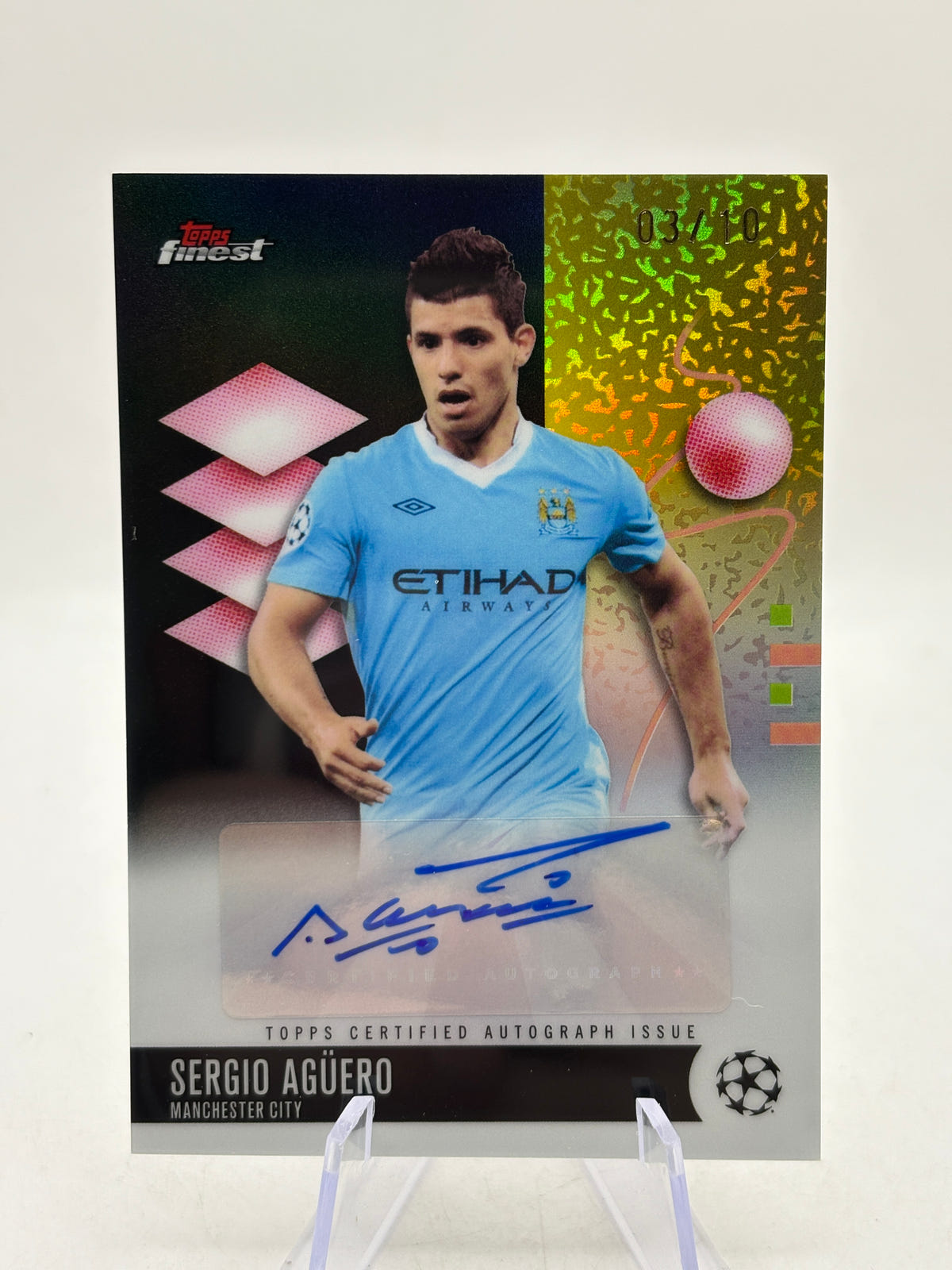 2025-26 Topps Finest UEFA Club Competition- Sergio Aguero Auto Black 03/10 image 1