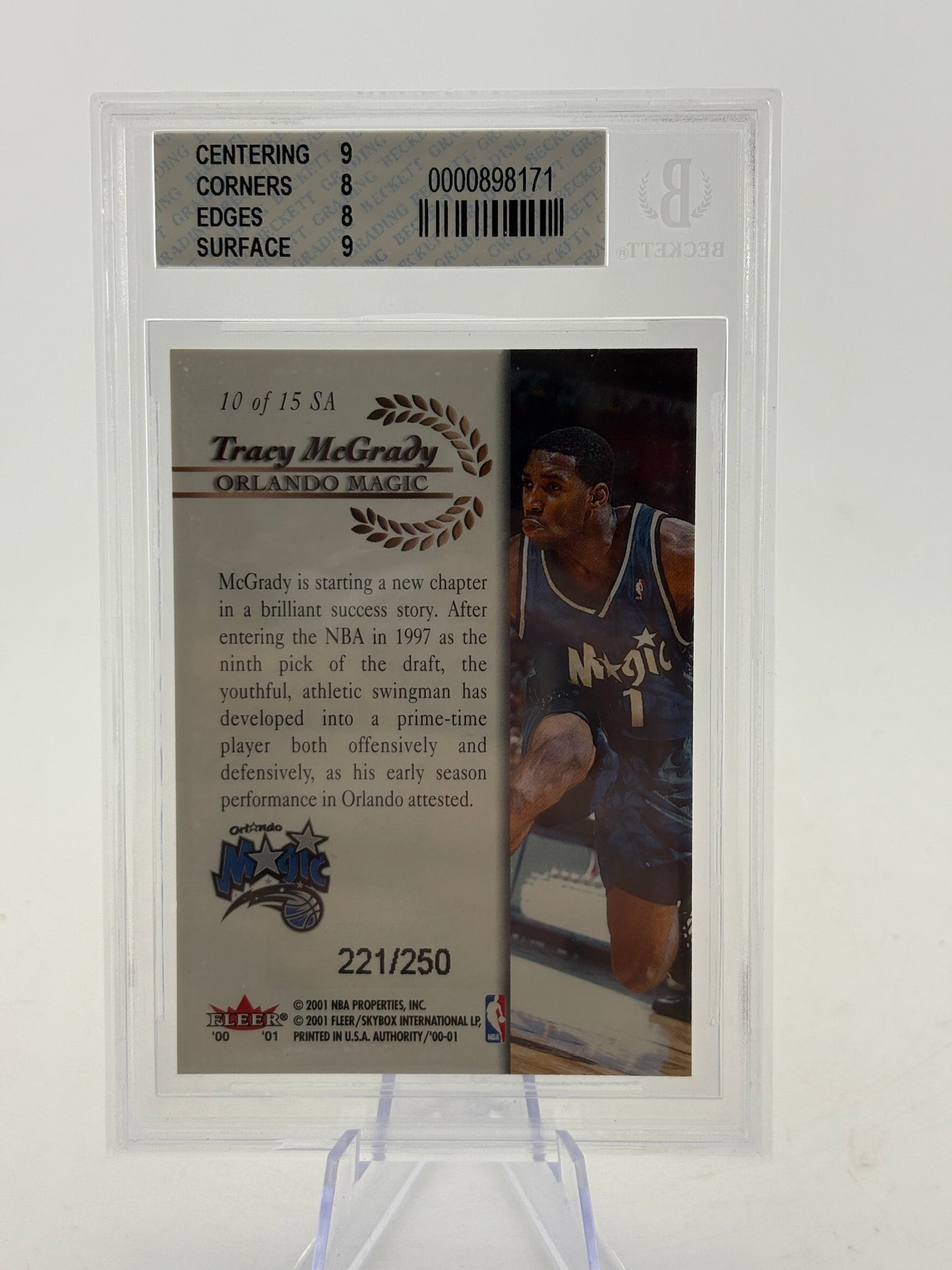 2000-01 Fleer Authority #SA10 Tracy Mcgrady 221/250 BGS 10 FRENLY BRICKS - Open 7 Days