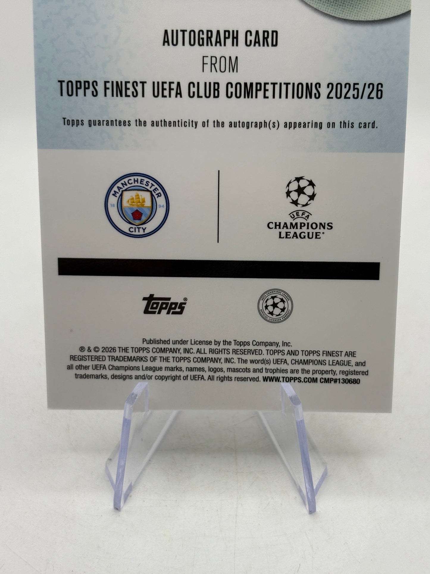 2025-26 Topps Finest UEFA Club Competition- Sergio Aguero Auto Black 03/10