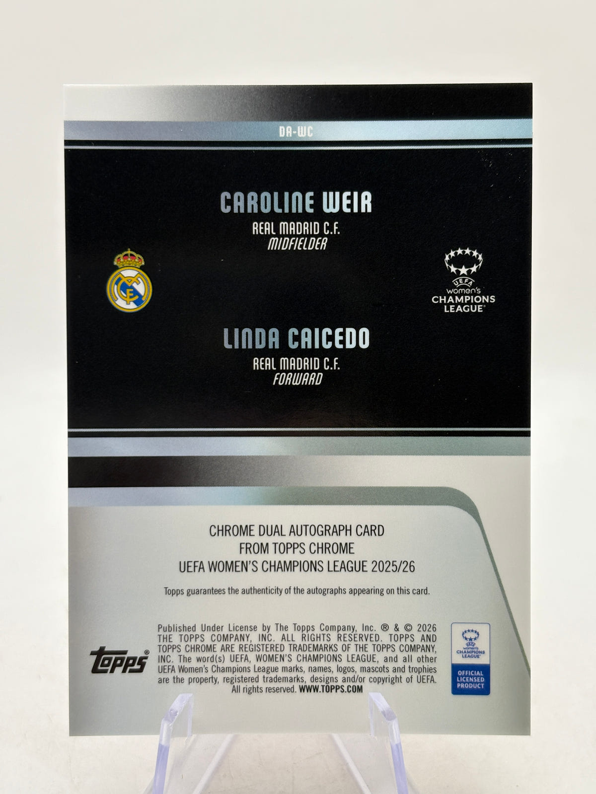Topps Chrome 2025/26 UEFA Womens - DA-WC Caroline Weir Linda Caicedo Dual Auto /5, photo 2 image 2