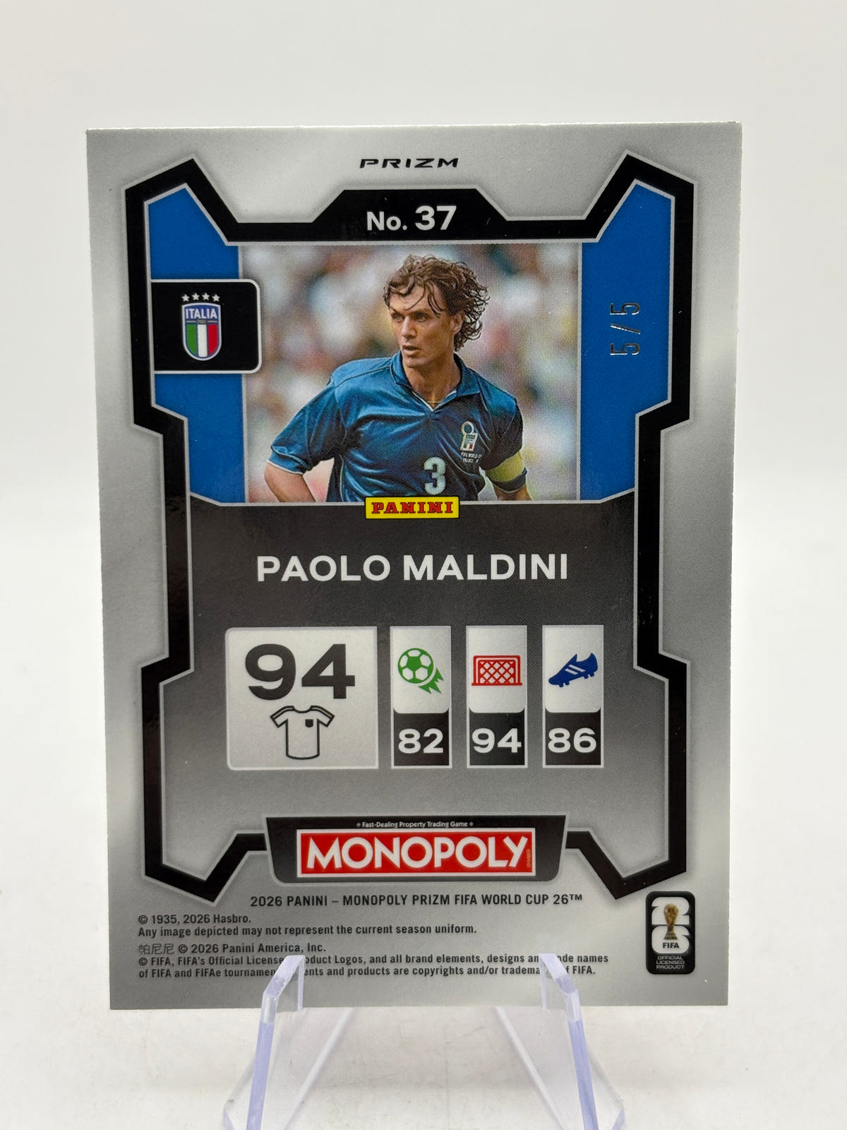 2026 Panini Monopoly Fifa World Cup 26 - #37 Paolo Maldini 5/5 Pink Shimmer, photo 2 image 2