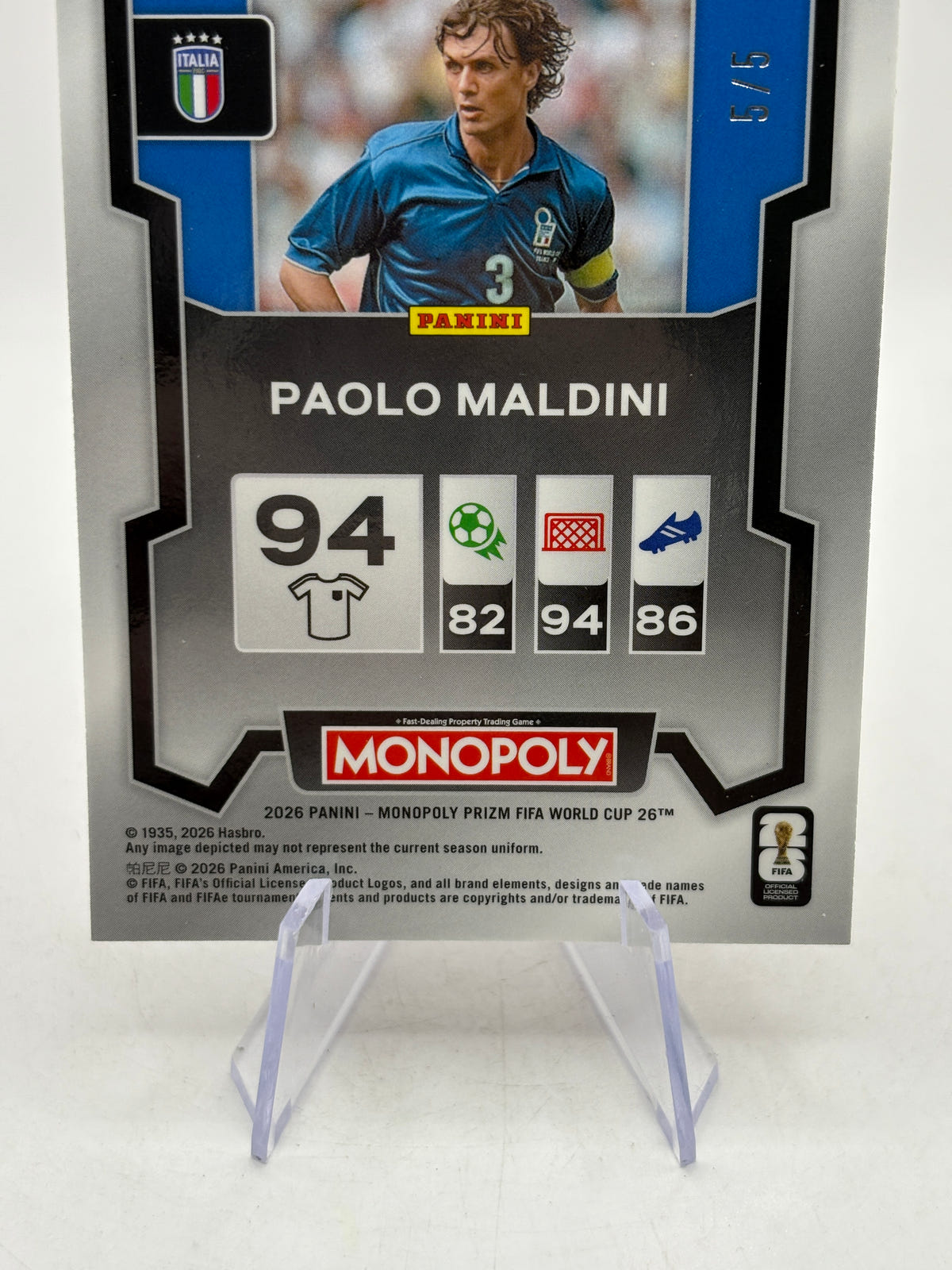 2026 Panini Monopoly Fifa World Cup 26 - #37 Paolo Maldini 5/5 Pink Shimmer, photo 4 image 4