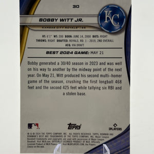 2024 Bowman's Best - Bobby Witt Jr. #30 Gold Refractor /50 FRENLY BRICKS - Open 7 Days