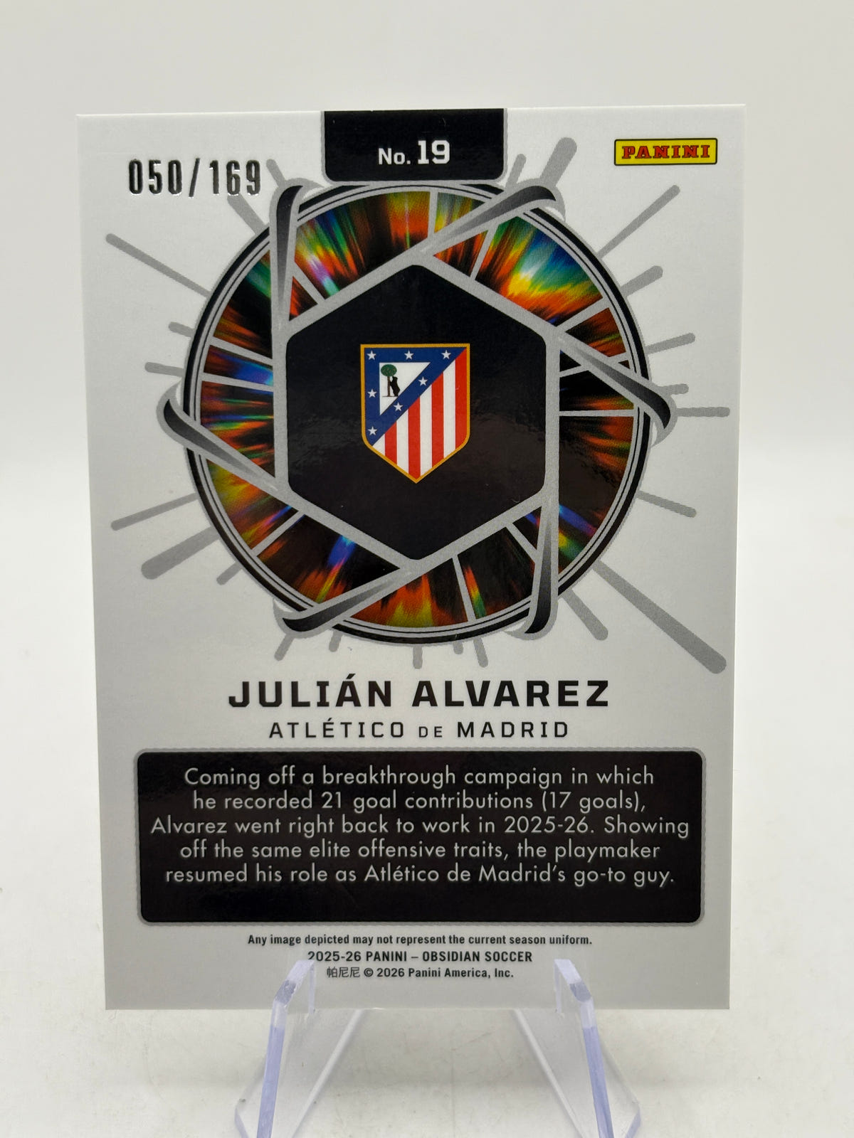 2025-26 Panini Obsidian #19 Supernova Julian Alvarez 050/169, photo 2 image 2