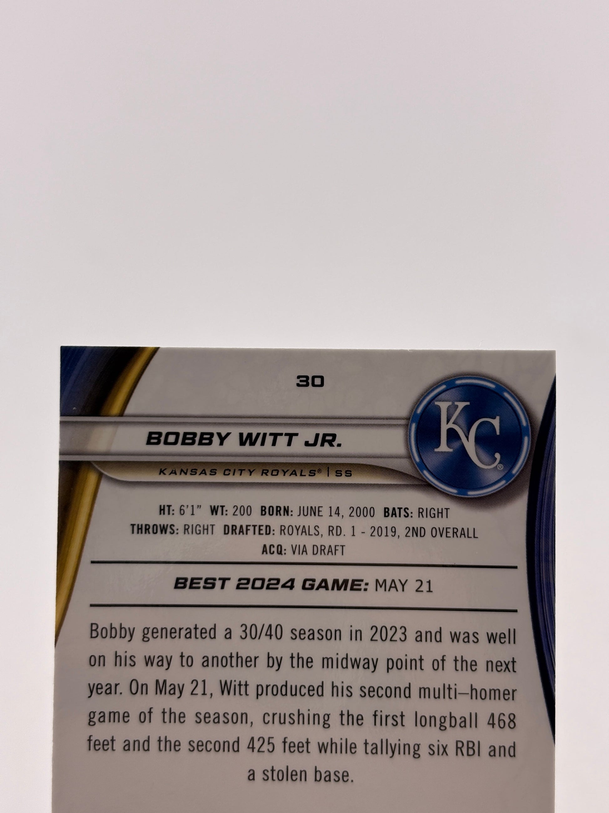 2024 Bowman's Best - Bobby Witt Jr. #30 Gold Refractor /50 FRENLY BRICKS - Open 7 Days