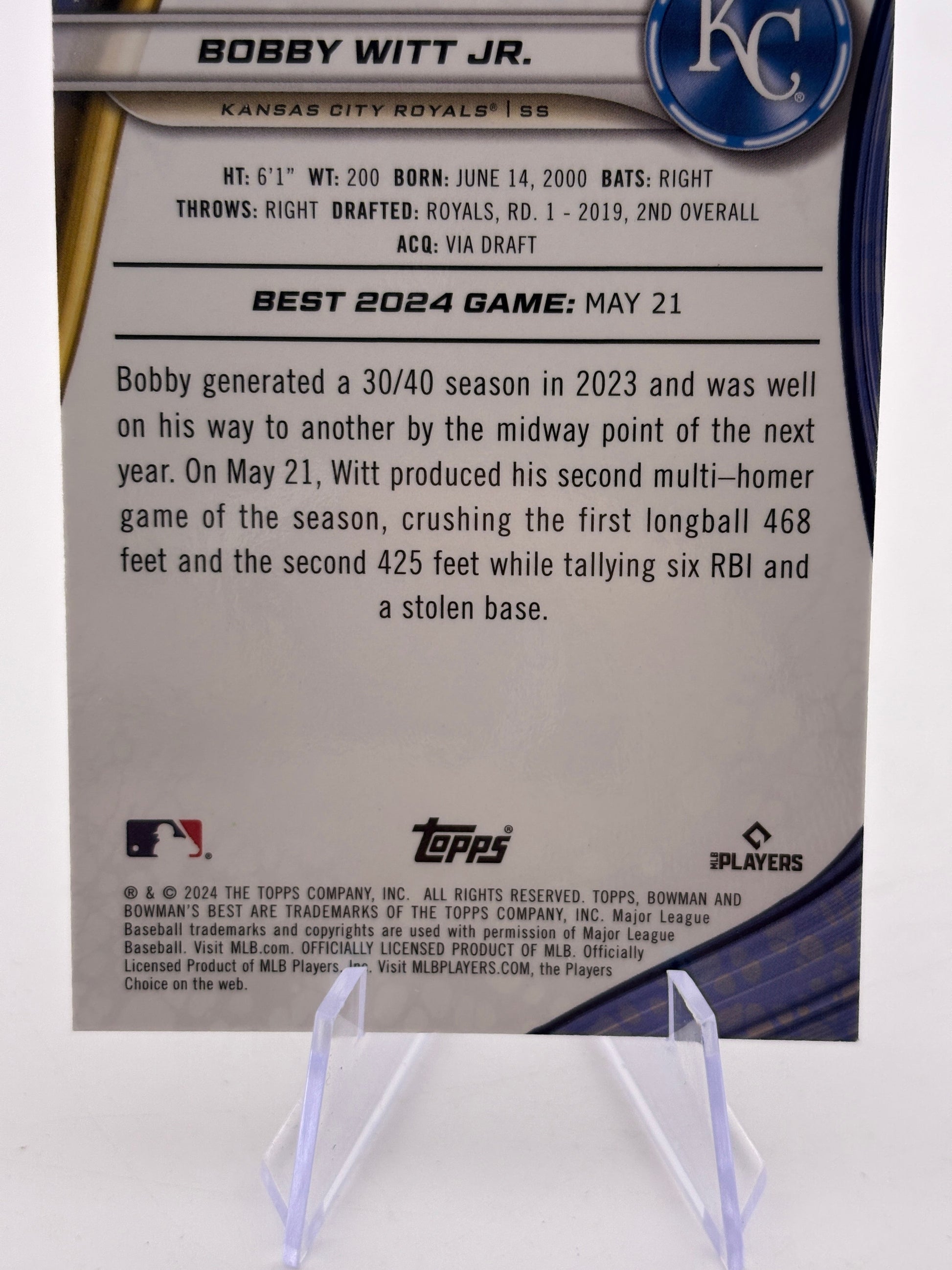 2024 Bowman's Best - Bobby Witt Jr. #30 Gold Refractor /50 FRENLY BRICKS - Open 7 Days