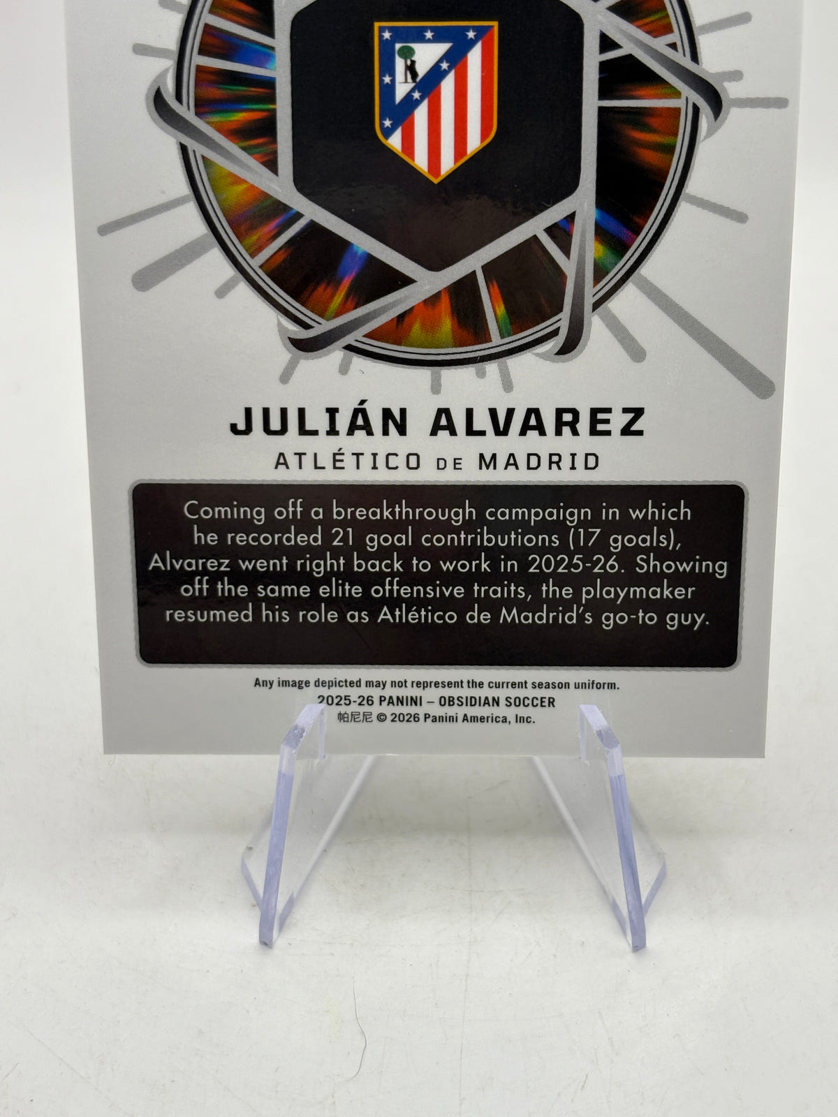 2025-26 Panini Obsidian #19 Supernova Julian Alvarez 050/169, photo 4 image 4