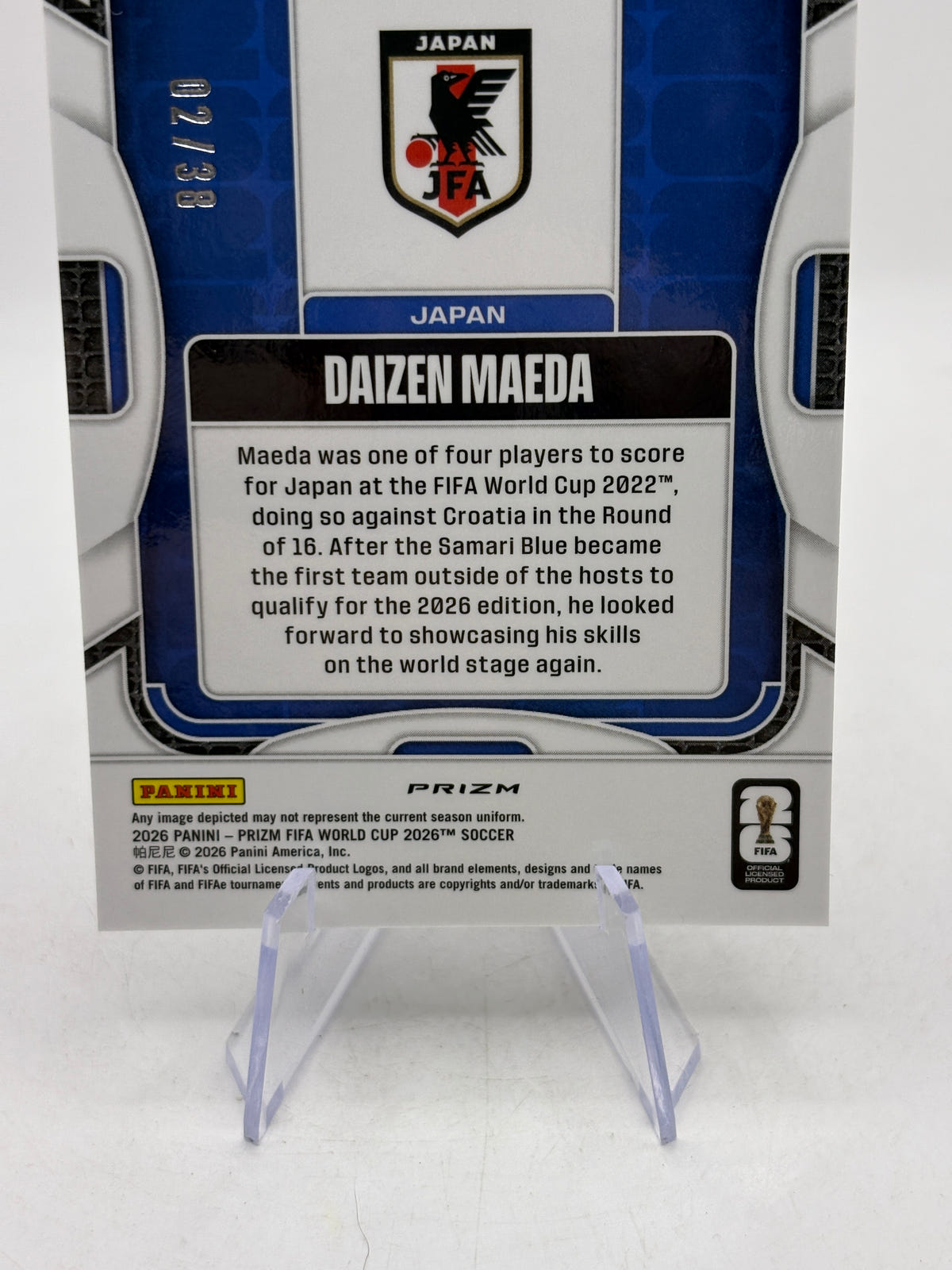 2026 Panini Fifa World Cup 26 #265 Daizen Maeda 02/38 Choice Blue, photo 4 image 4