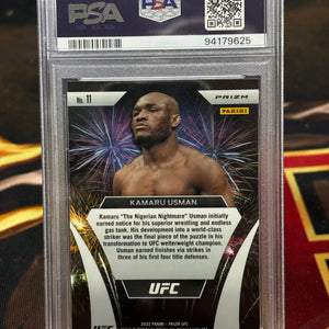 2022 Panini Prizm UFC Kamaru Usman Fireworks - Green Prizm PSA 9 FRENLY BRICKS - Open 7 Days