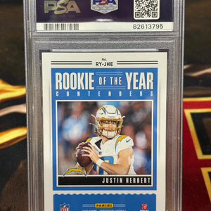 2020 Panini Contenders - Justin Herbert / R.O.Y. Contenders Ruby - PSA 9 Mint FRENLY BRICKS - Open 7 Days
