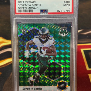 2021 Mosaic Devonta Smith Green Mosaic PSA 9 FRENLY BRICKS - Open 7 Days