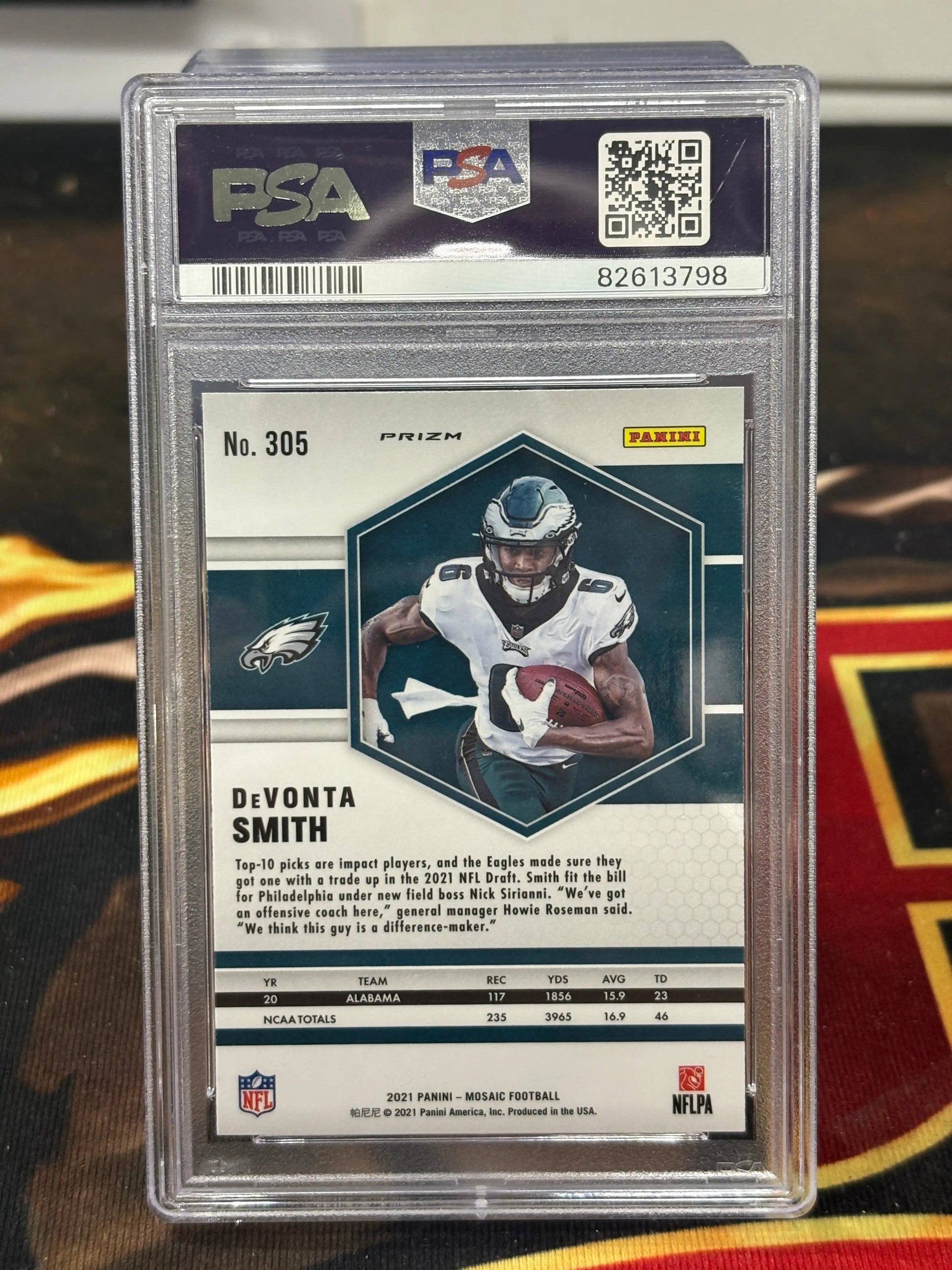 2021 Mosaic Devonta Smith Green Mosaic PSA 9 FRENLY BRICKS - Open 7 Days