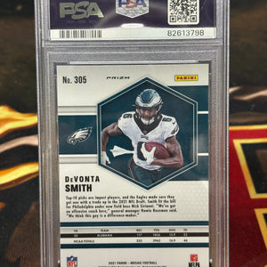 2021 Mosaic Devonta Smith Green Mosaic PSA 9 FRENLY BRICKS - Open 7 Days