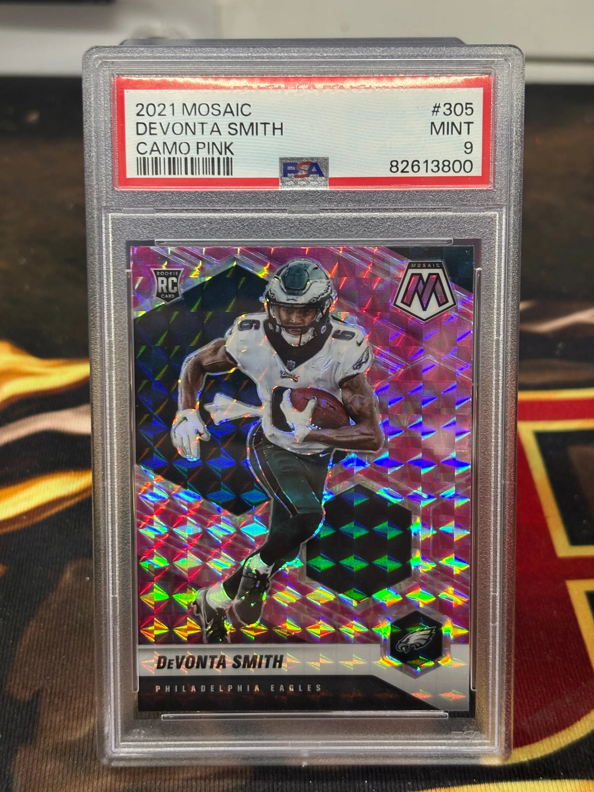 DEVONTA SMITH 2021 PANINI MOSAIC #305 ROOKIE CAMO PINK PSA 9 EAGLES FRENLY BRICKS - Open 7 Days