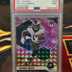 DEVONTA SMITH 2021 PANINI MOSAIC #305 ROOKIE CAMO PINK PSA 9 EAGLES FRENLY BRICKS - Open 7 Days
