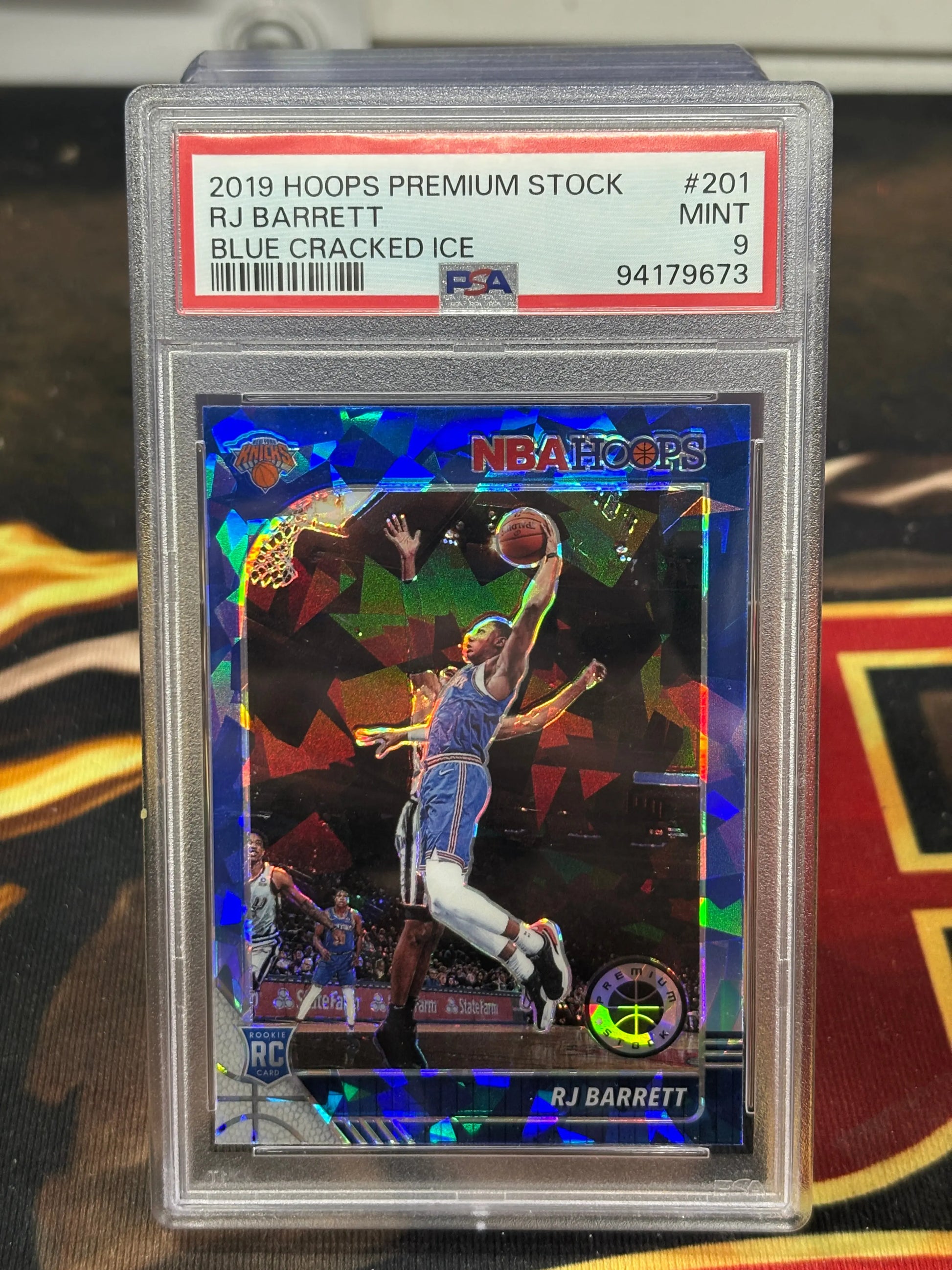 2019-20 Hoops Premium Stock RJ BARRETT Blue Cracked Ice Rookie RC #201 PSA 9 FRENLY BRICKS - Open 7 Days