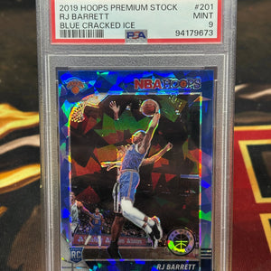 2019-20 Hoops Premium Stock RJ BARRETT Blue Cracked Ice Rookie RC #201 PSA 9 FRENLY BRICKS - Open 7 Days