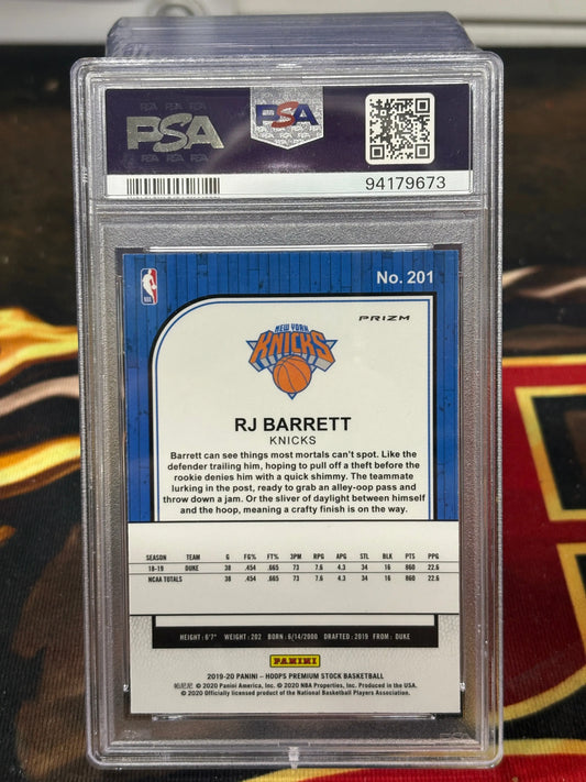 2019-20 Hoops Premium Stock RJ BARRETT Blue Cracked Ice Rookie RC #201 PSA 9 FRENLY BRICKS - Open 7 Days