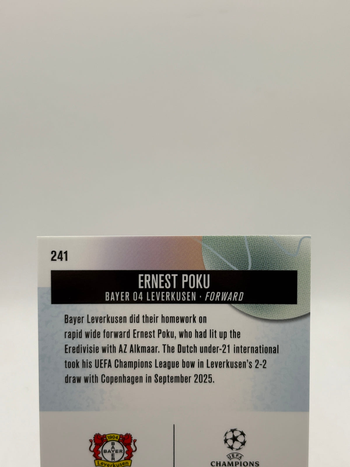 2026 Topps UEFA #241 Ernest Poku 72/75 Pink Rookie, photo 3 image 3