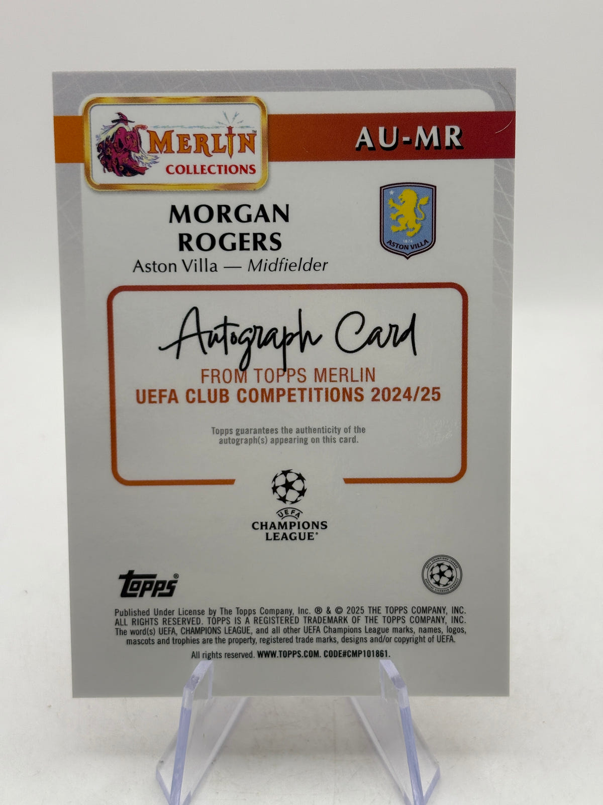 2024-25 Topps Merlin UEFA Club - AU-MR Morgan Rogers /125 Auto Pink, photo 2 image 2