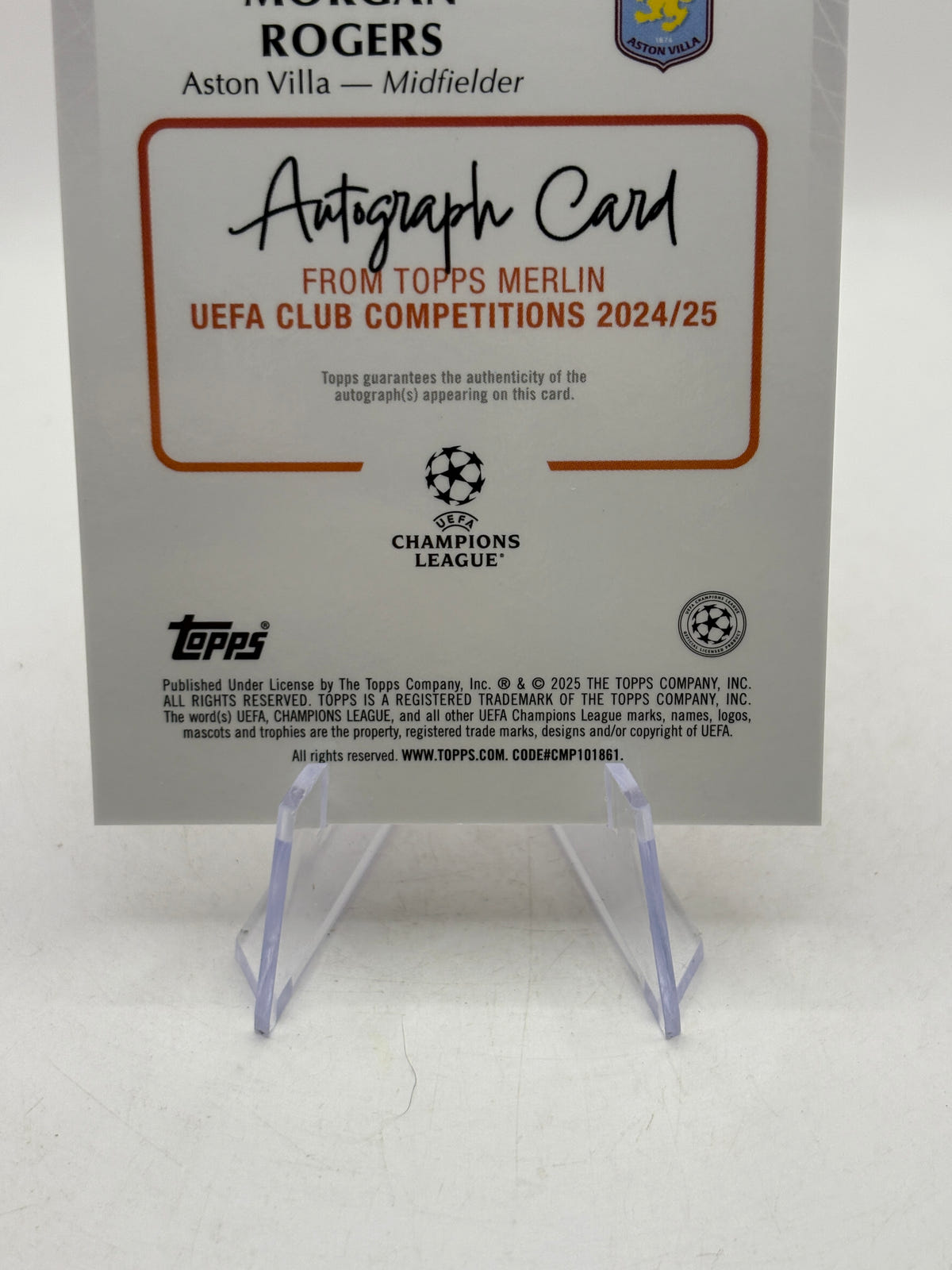 2024-25 Topps Merlin UEFA Club - AU-MR Morgan Rogers /125 Auto Pink, photo 4 image 4