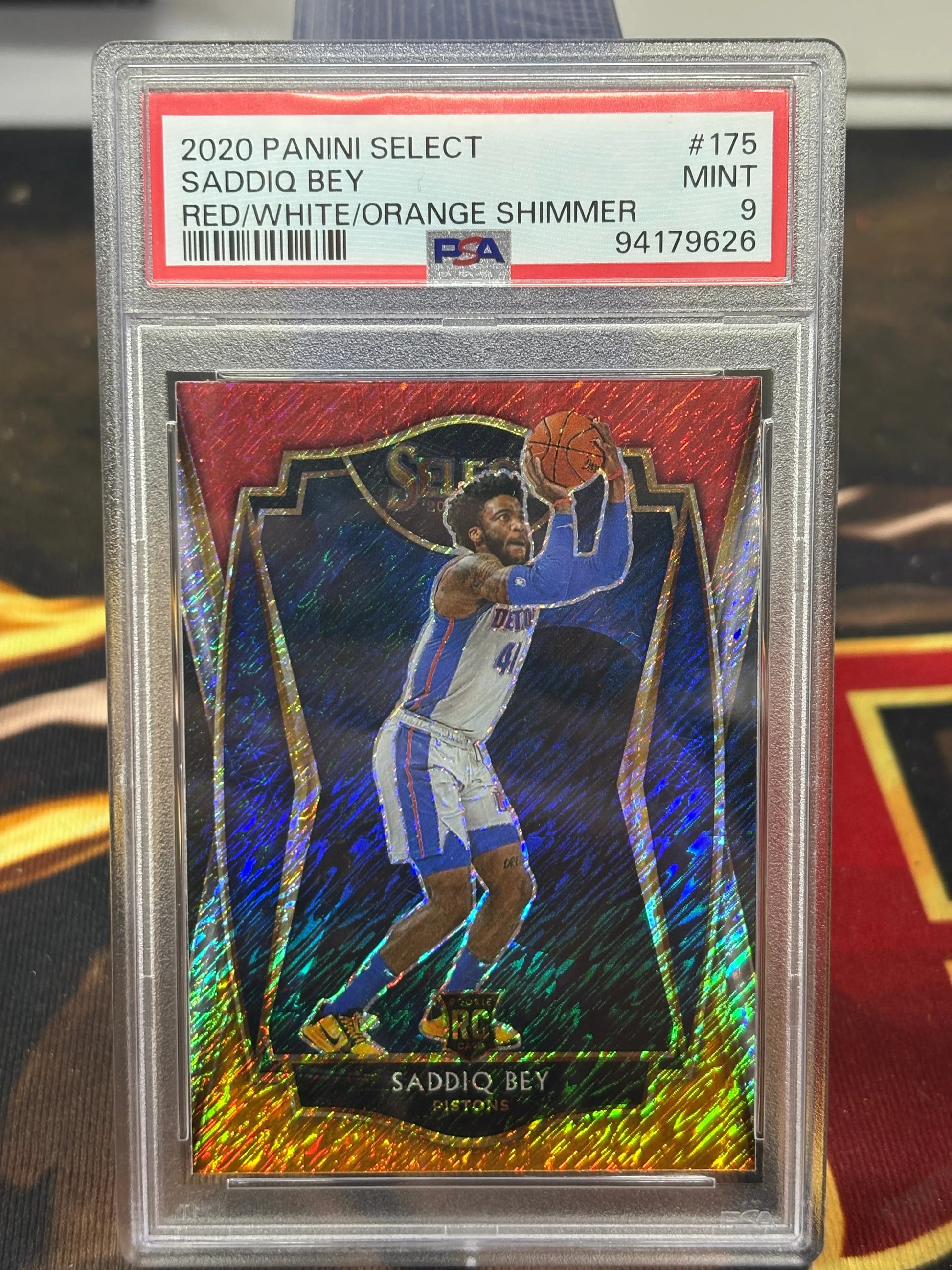 2020 Panini Select Saddiq Bey Red/White/Orange Shimmer PSA 9 FRENLY BRICKS - Open 7 Days