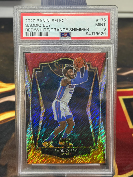 2020 Panini Select Saddiq Bey Red/White/Orange Shimmer PSA 9 FRENLY BRICKS - Open 7 Days