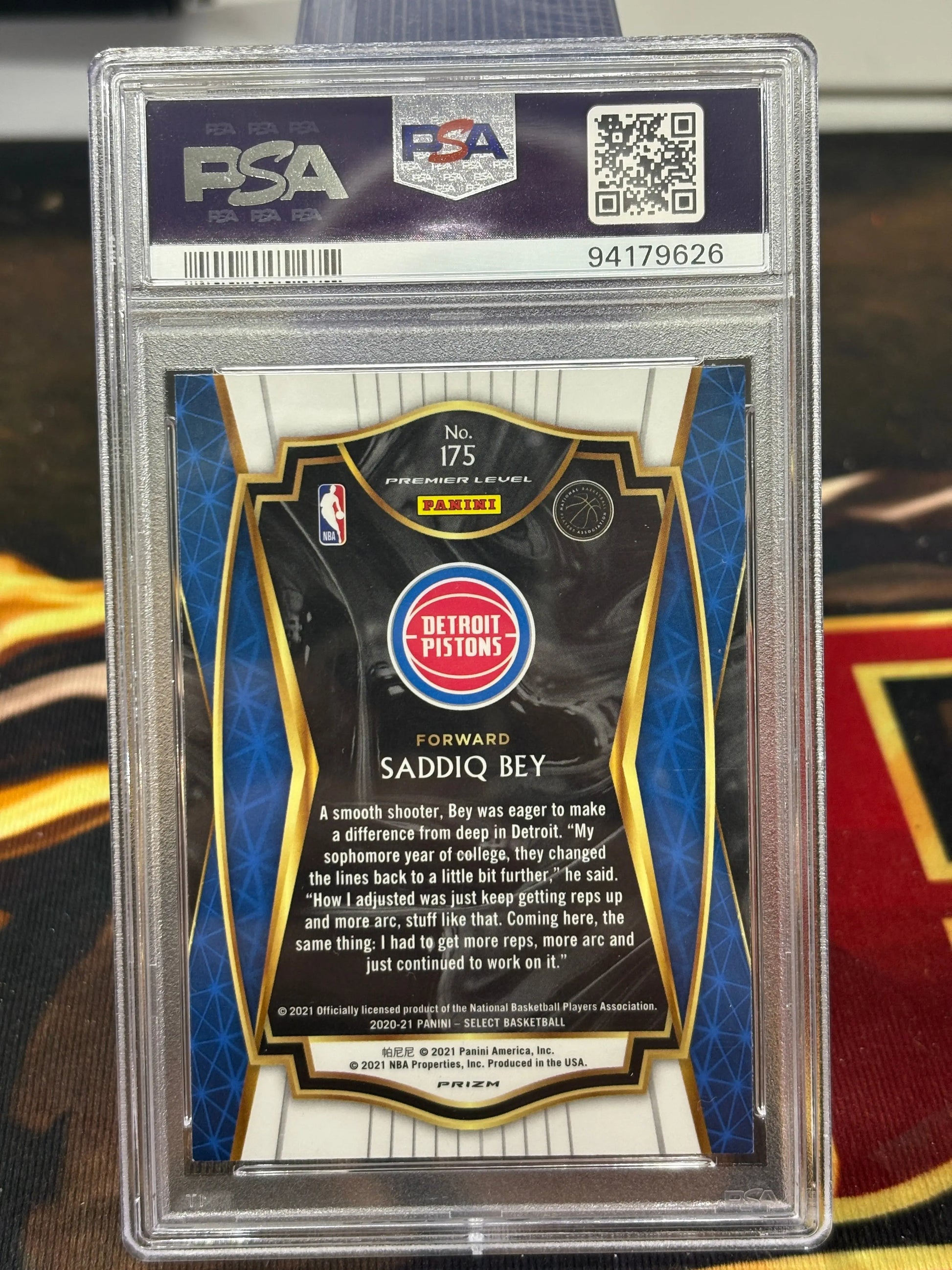 2020 Panini Select Saddiq Bey Red/White/Orange Shimmer PSA 9 FRENLY BRICKS - Open 7 Days