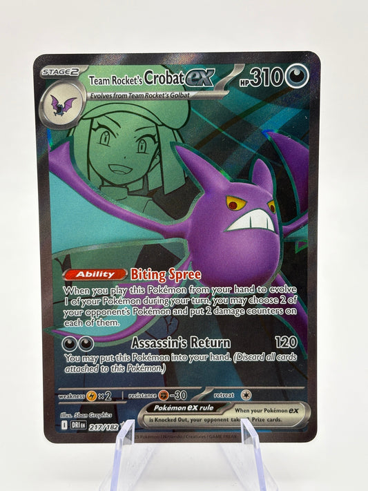 Pokemon TCG Destined Rivals - Team Rocket’s Crobat EX 217/182 Full Art NM FRENLY BRICKS - Open 7 Days
