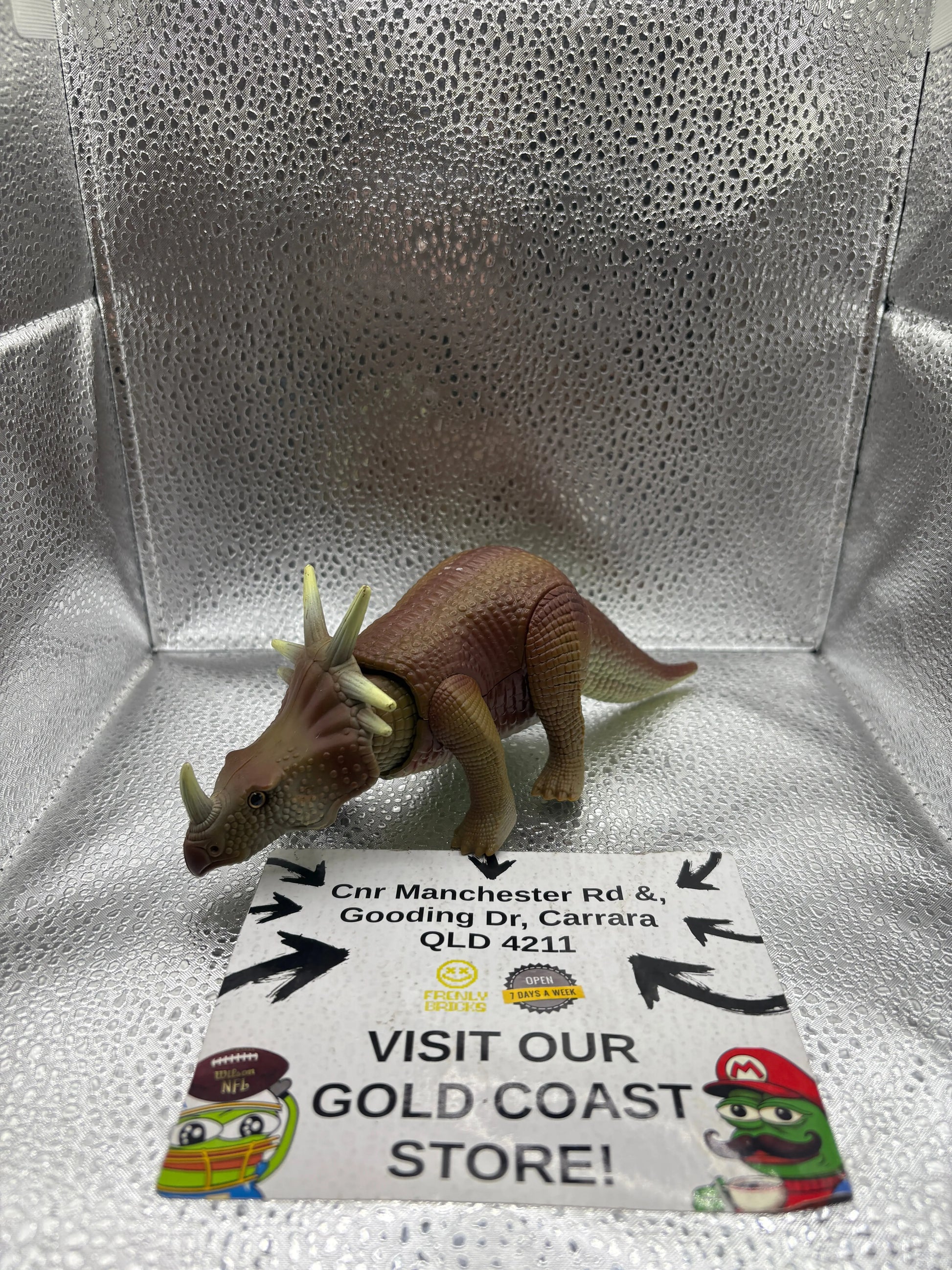 Vintage Tyco Dino Riders TRICERATOPS 1990 Moveable Toy Dinosaur Figure Brown 7”A FRENLY BRICKS - Open 7 Days