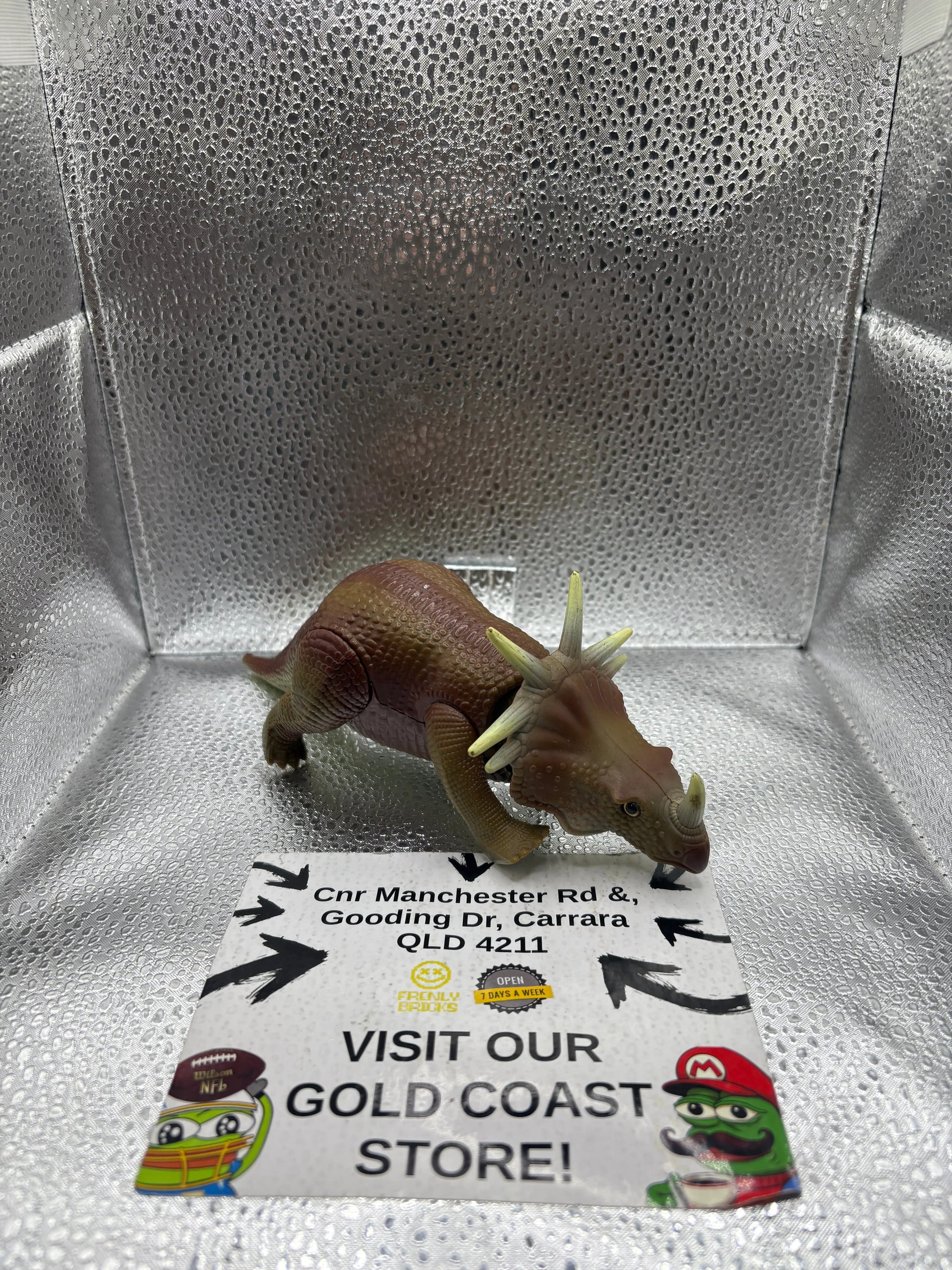 Vintage Tyco Dino Riders TRICERATOPS 1990 Moveable Toy Dinosaur Figure Brown 7”A FRENLY BRICKS - Open 7 Days