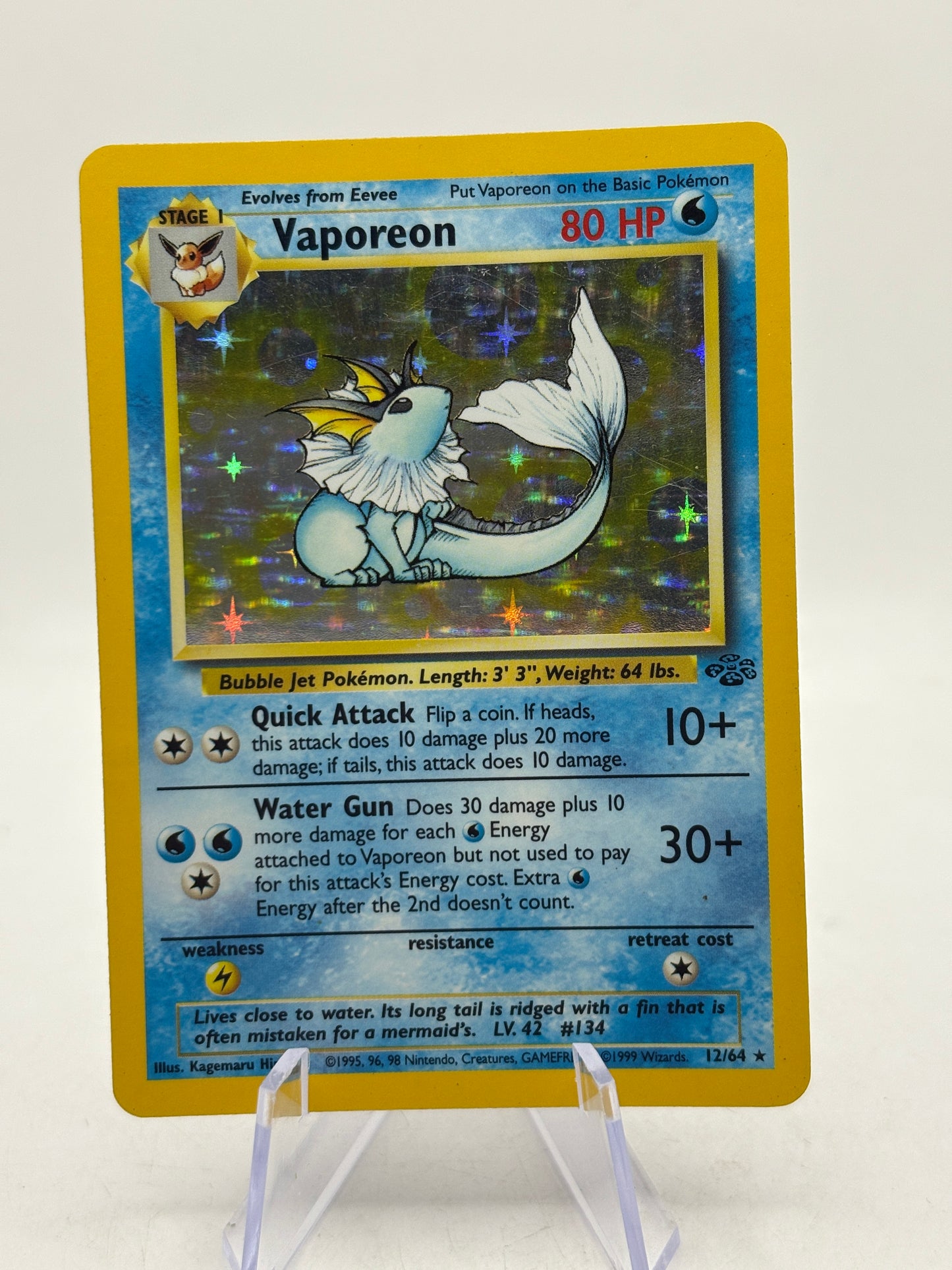 Pokemon TCG WOTC Jungle - Vaporeon 12/64 Rare Holo MP