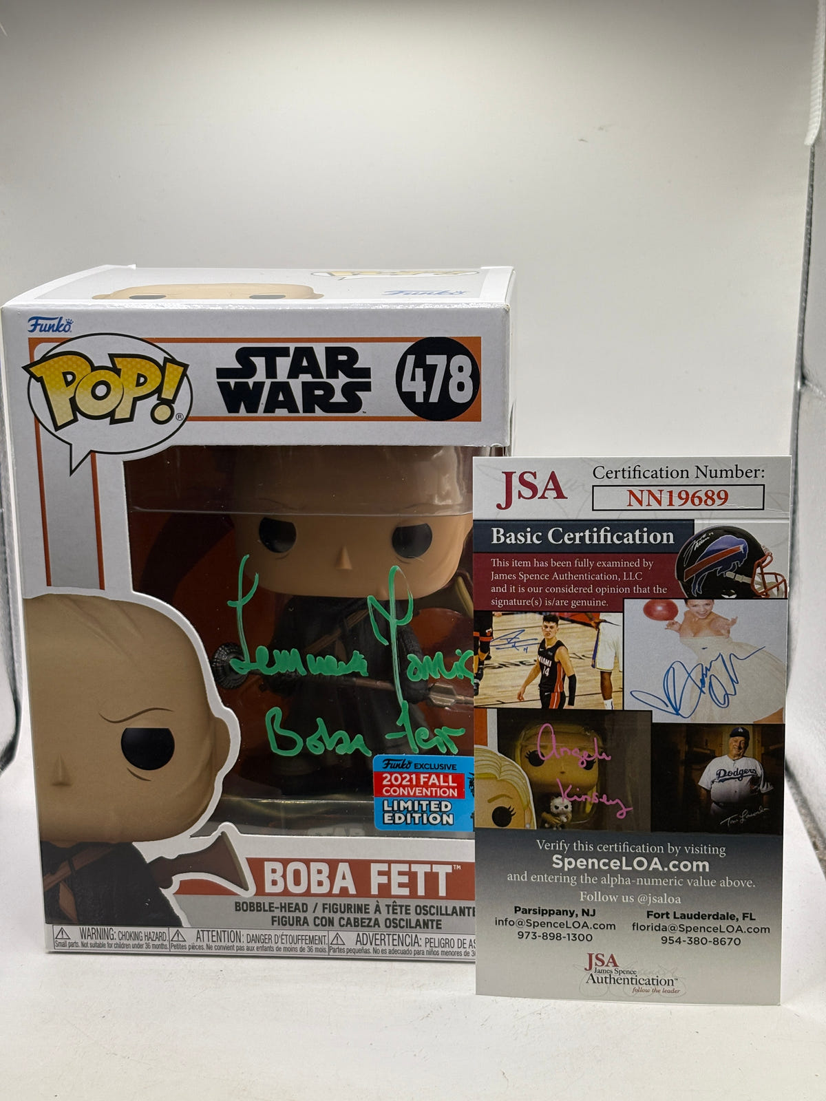 Funko POP! Star Wars #478 Boba Fett Signed COA 2021 Fall Limited Edition image 1