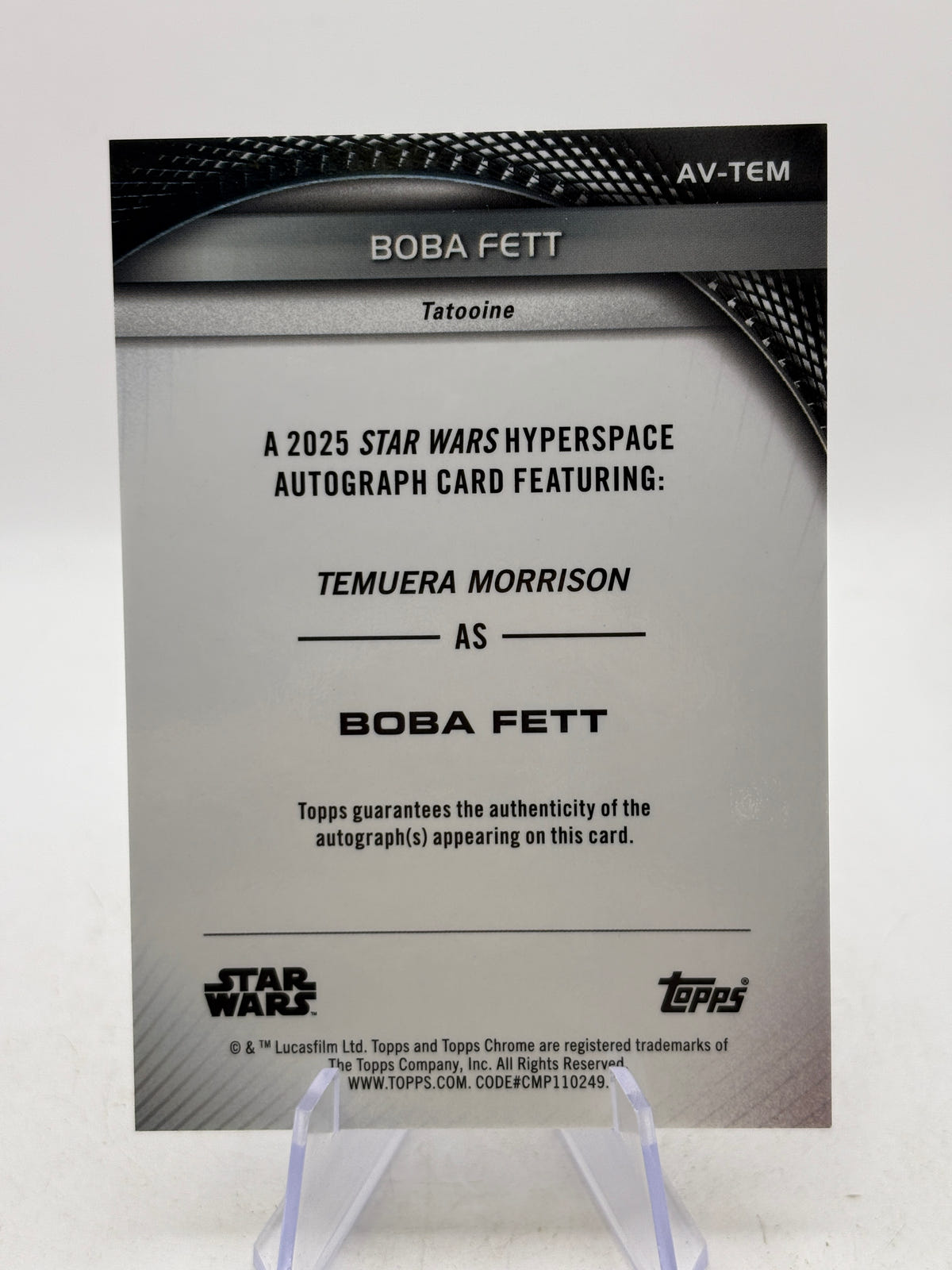 2025 Topps Star Wars HyperSpace AV-TEM Boba Fett Temuera Morrison Autograph image 4