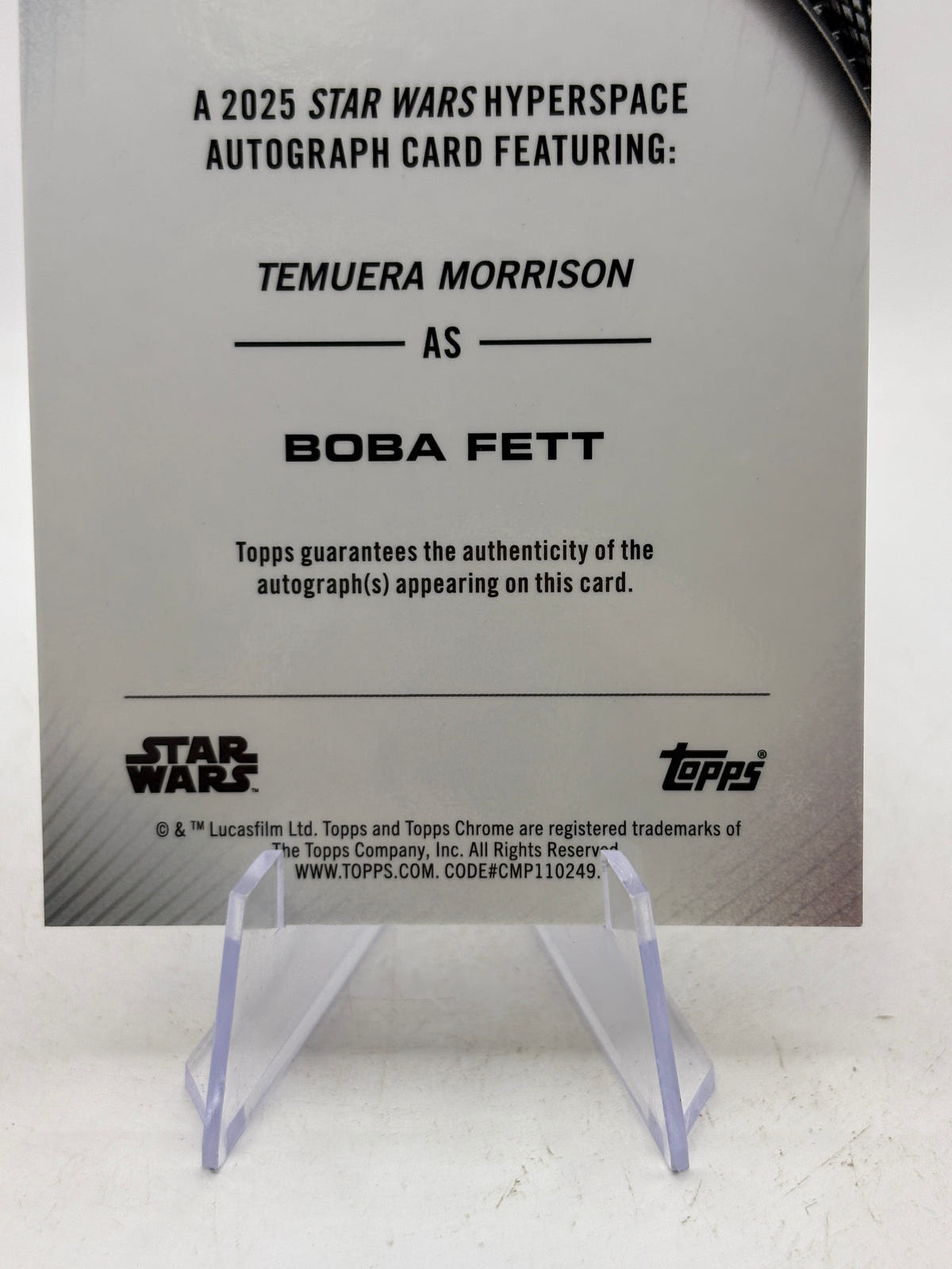2025 Topps Star Wars HyperSpace AV-TEM Boba Fett Temuera Morrison Autograph image 6